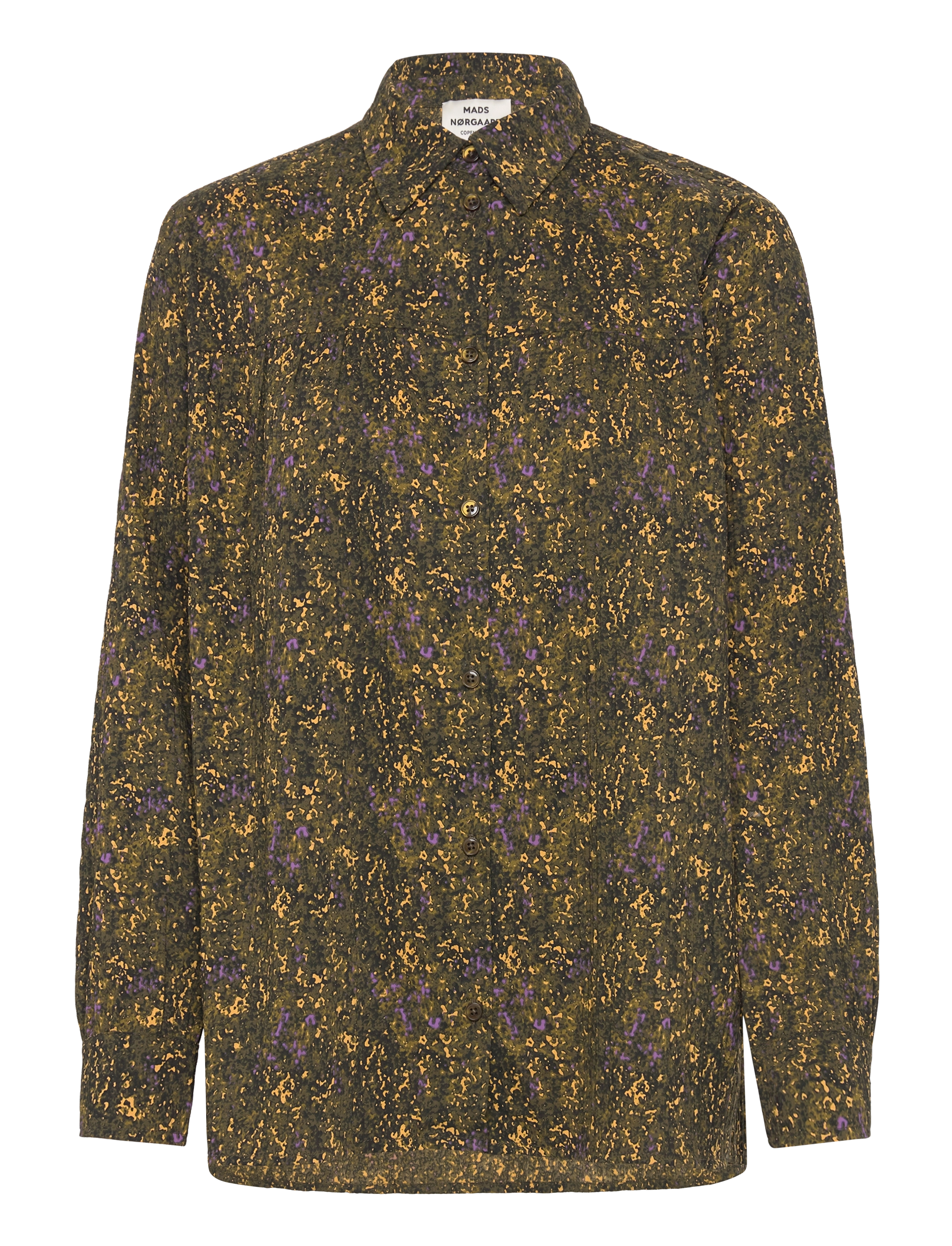 Mads Nørgaard Crinckle Pop Vinny Shirt AOP - Tøj - FIELD AOP/OLIVE BRANCH / multi