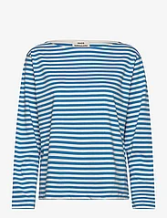 Mads Nørgaard - Soft Single Silke Tee LS - long-sleeved tops - mediterrenean blue/snowwhite - 0