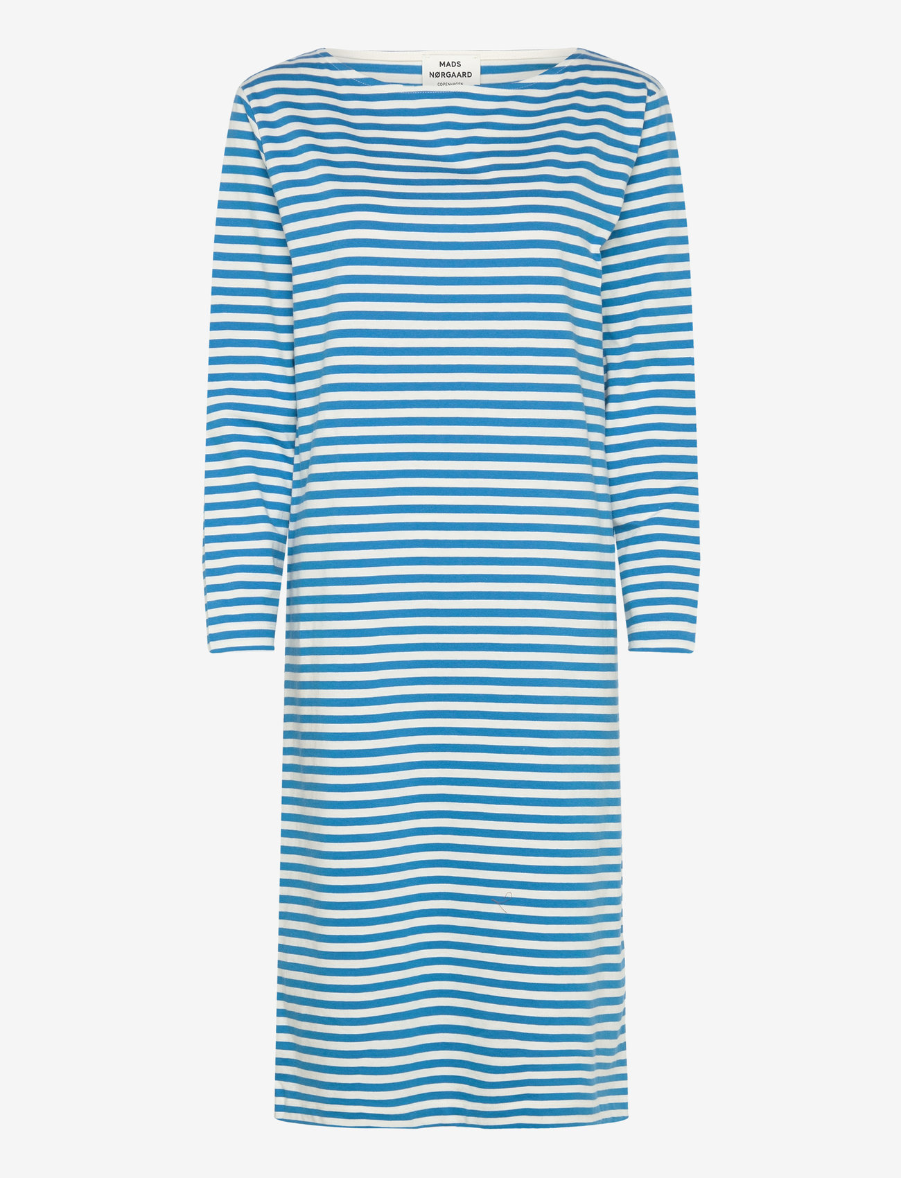 Mads Nørgaard - Soft Single Stripe Silas Dress - t-shirtkjoler - mediterrenean blue/snowwhite - 0