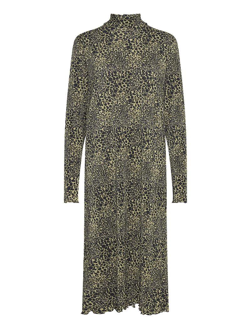 Mads Nørgaard - Luno Halto Dress AOP - midikleidid - leo aop/olive branch - 0