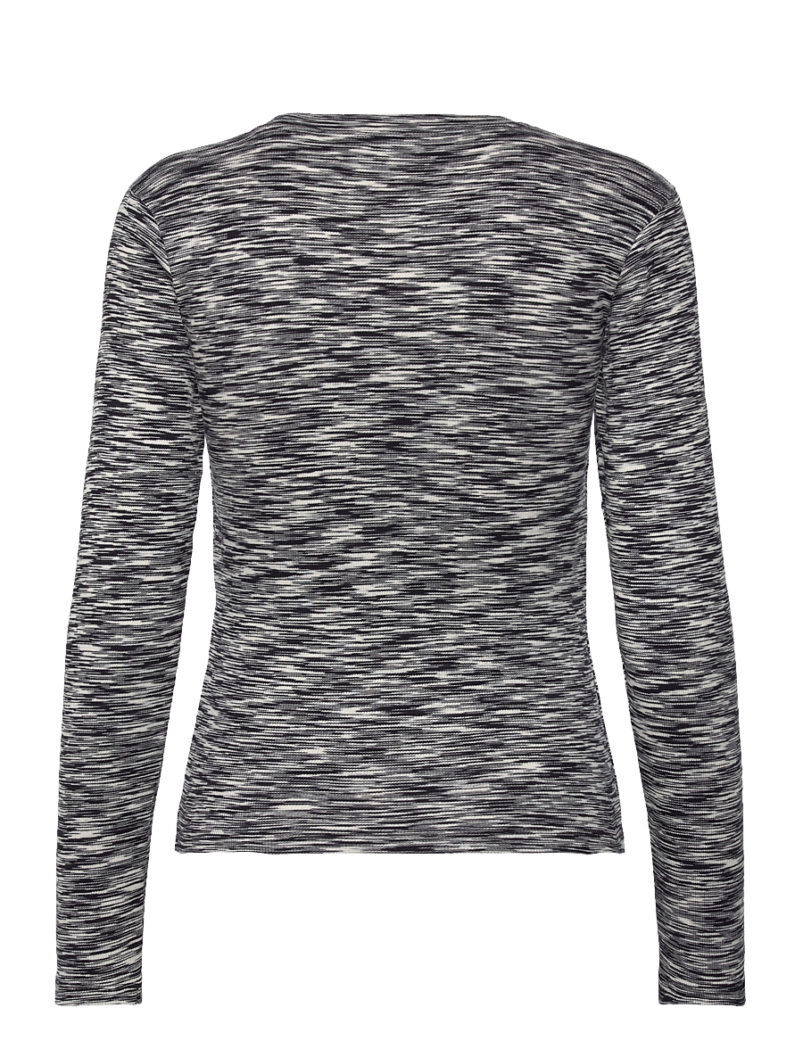 Mads Nørgaard - 2x2 Cotton Space Tuba Tee LS - multi black - 1