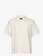 Cotton Linen Mateo Stripe Shirt SS - BIRTCH/SEA SPRAY