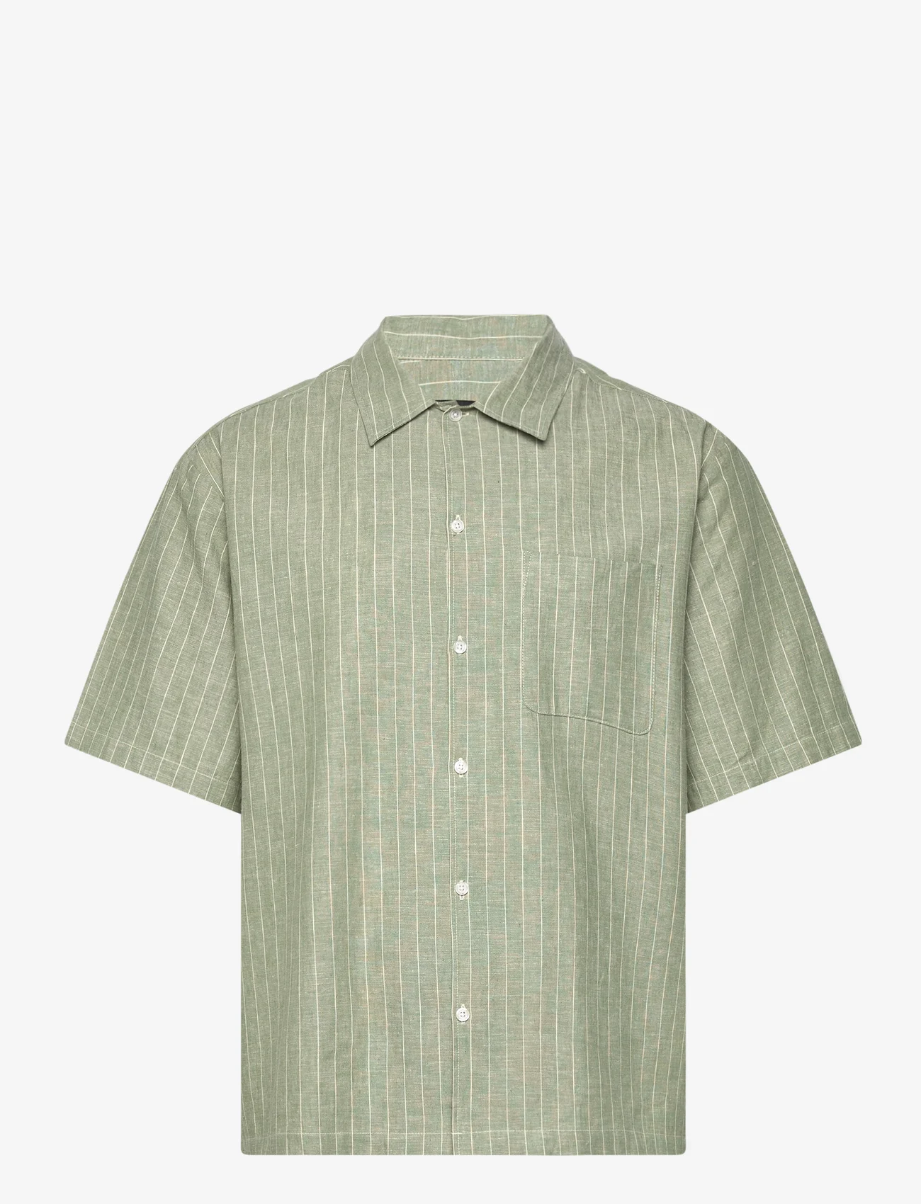 Mads Nørgaard - Cotton Linen Mateo Stripe Shirt SS - nordischer stil - sea spray/birtch - 0