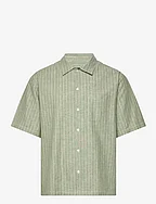 Cotton Linen Mateo Stripe Shirt SS - SEA SPRAY/BIRTCH
