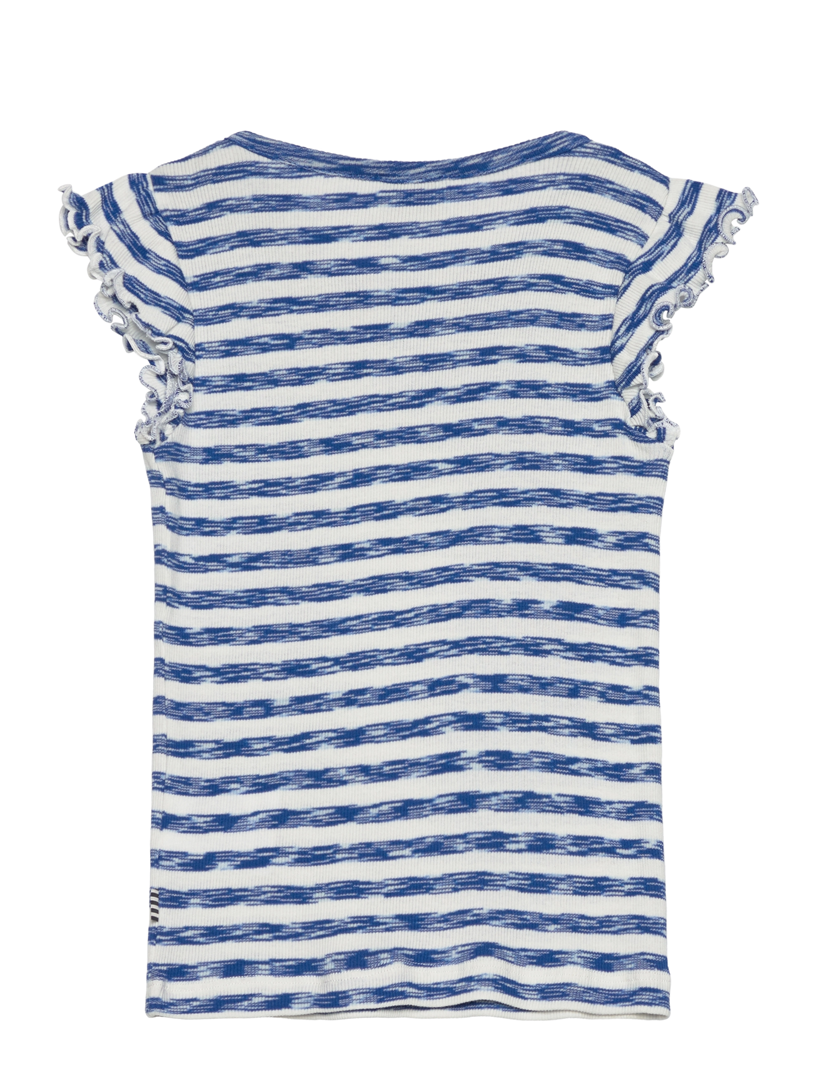 Mads Nørgaard - 2x2 Cotton Stripe Cinne Tee - 2x2 stripe multi blue - 1