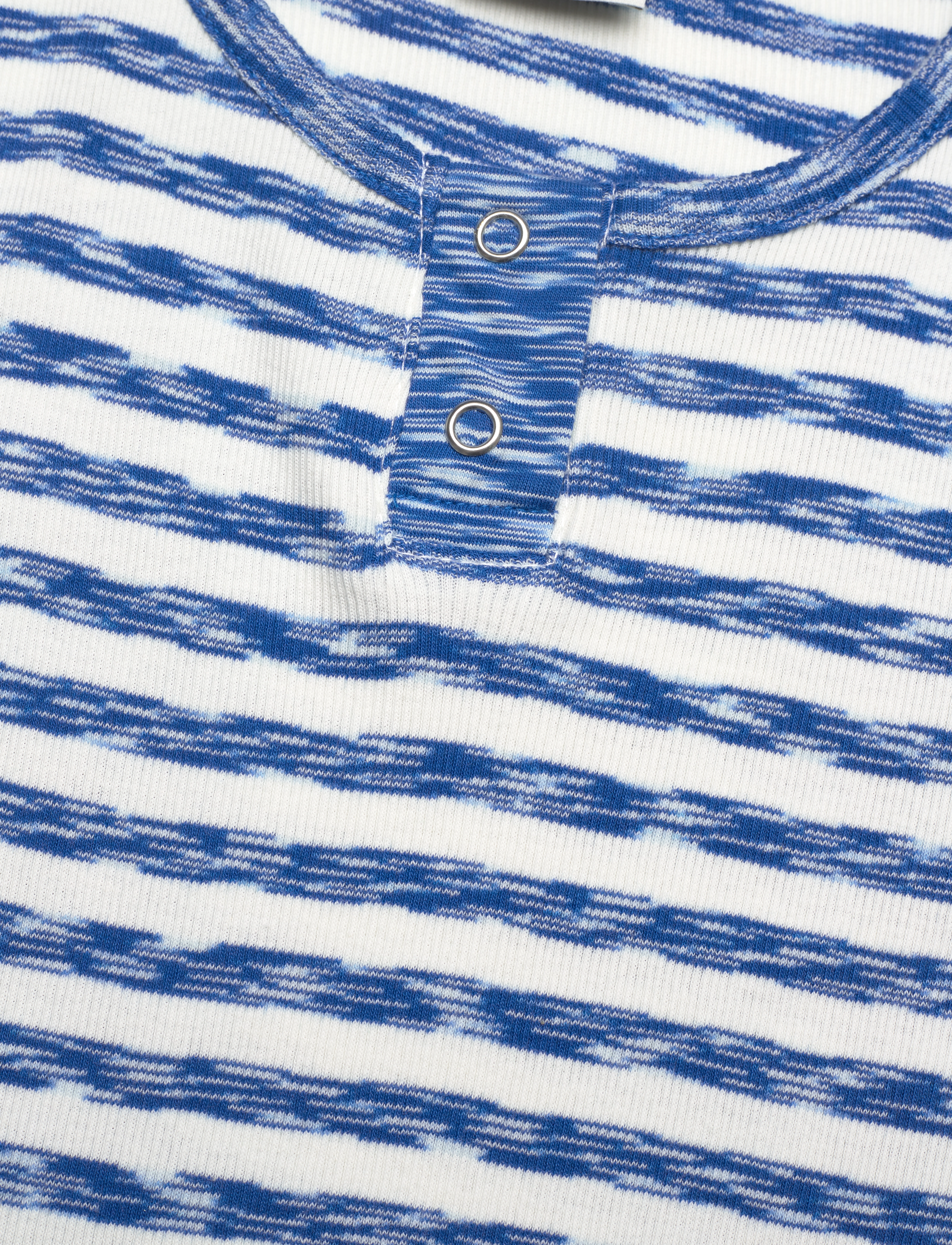 Mads Nørgaard - 2x2 Cotton Stripe Cinne Tee - 2x2 stripe multi blue - 2