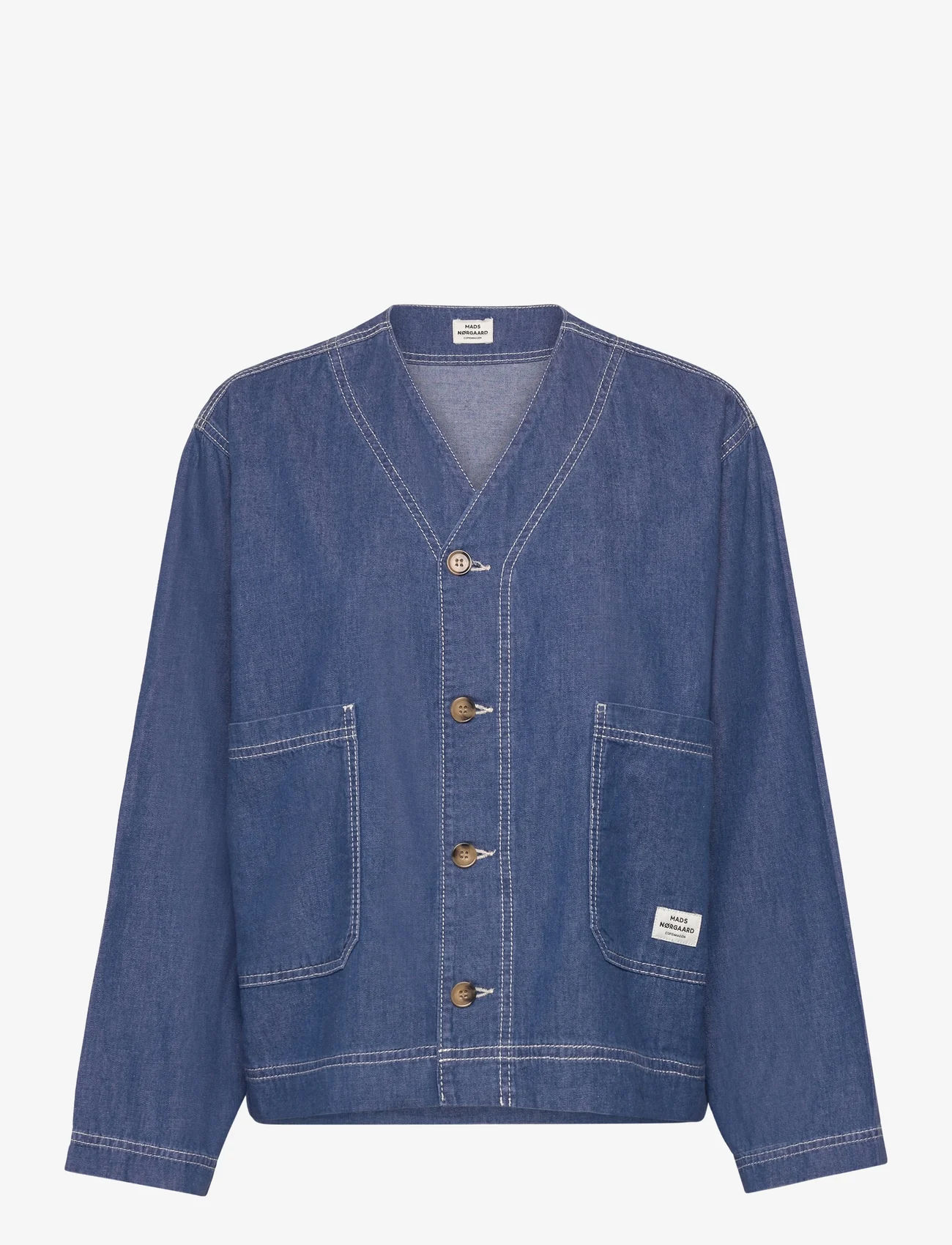 Mads Nørgaard - Air Denim Jonna Shirt - denim jackets - mid blue denim - 0