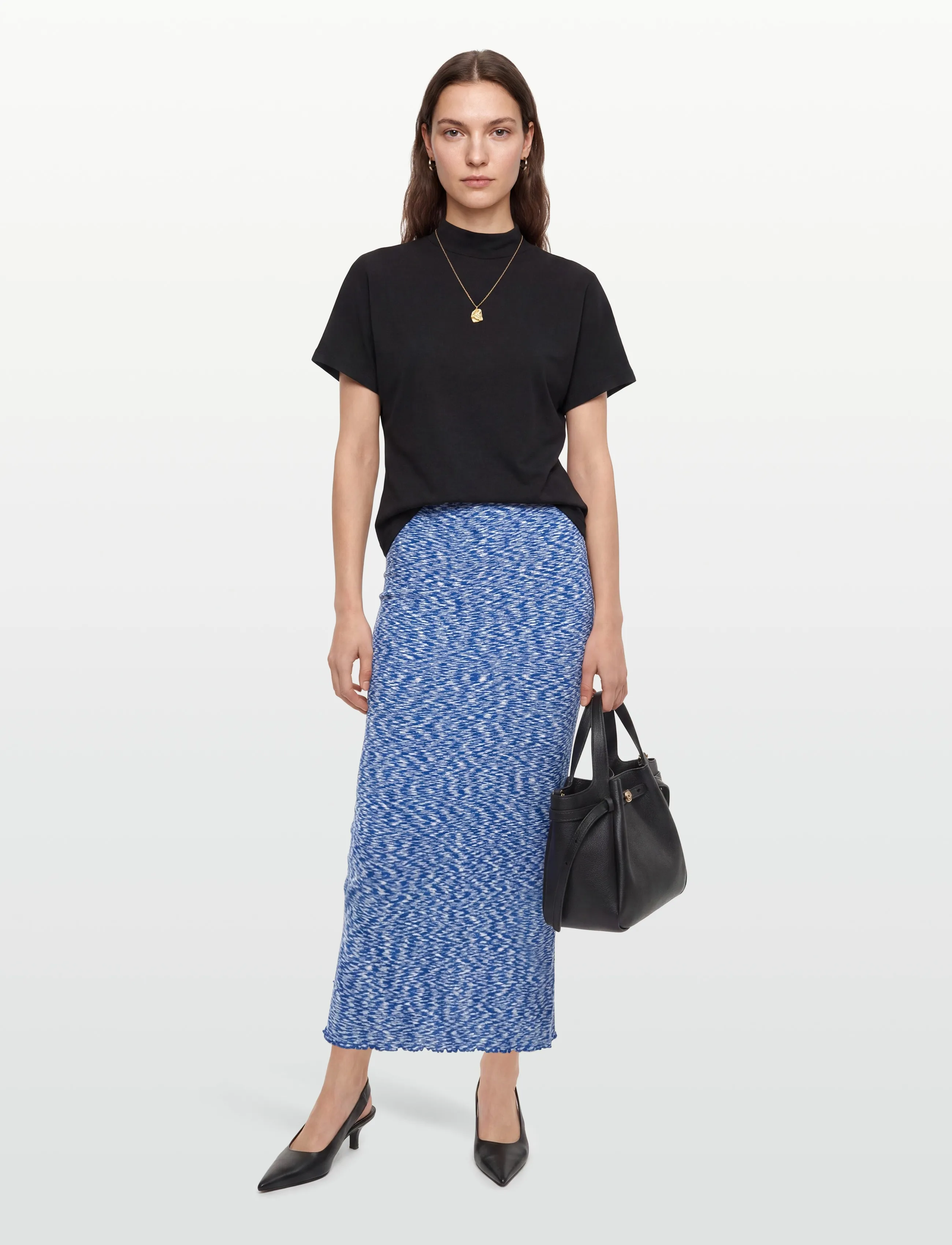 Mads Nørgaard 2X2 Cotton Space Maxine Skirt, XS, Blue, Nederdele > Blyantnederdele, Dame