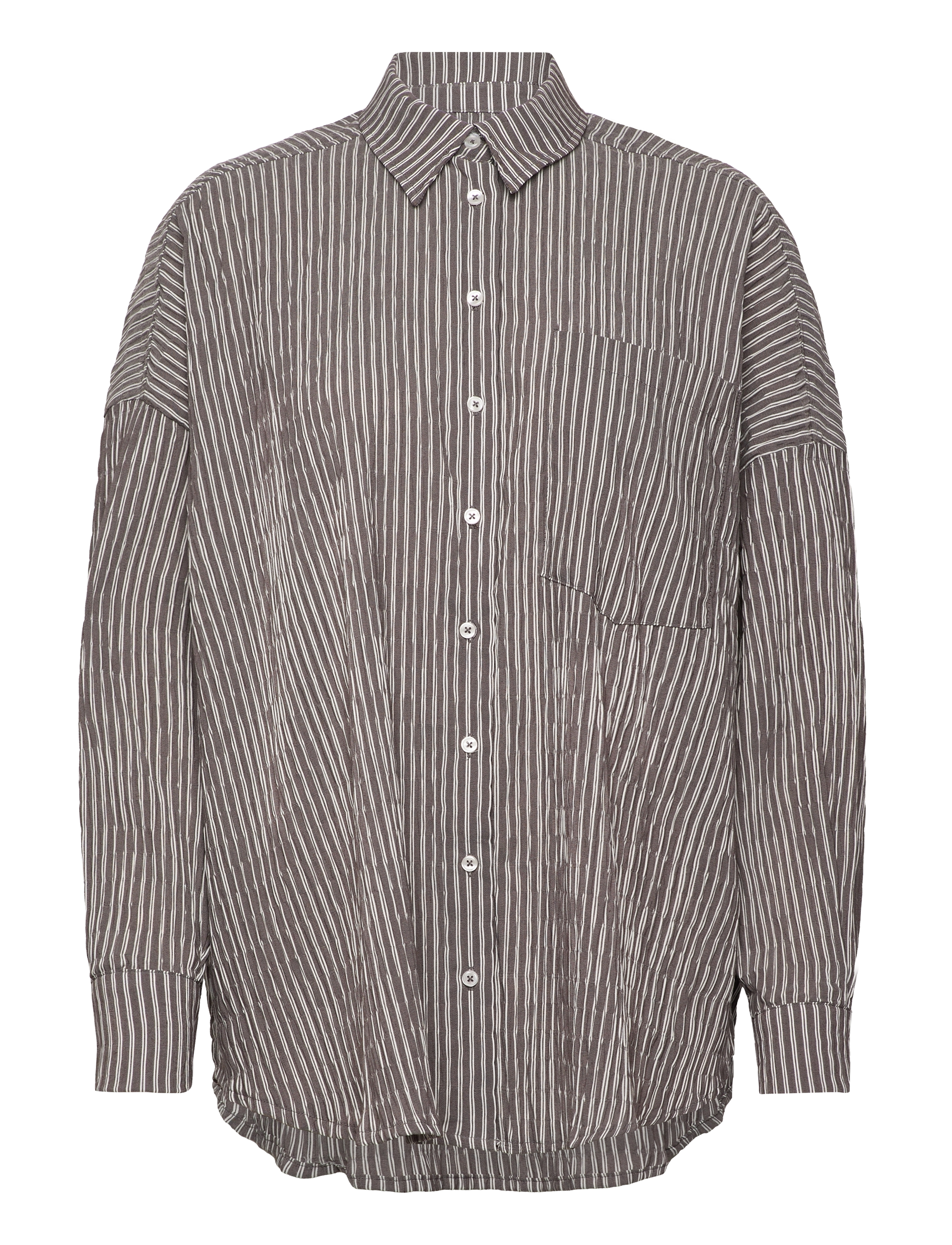 Mads Nørgaard Crinckle Pop Nelly Shirt - Mads Nørgaard - BLACK COFFEE/CLOUD DANCER / black
