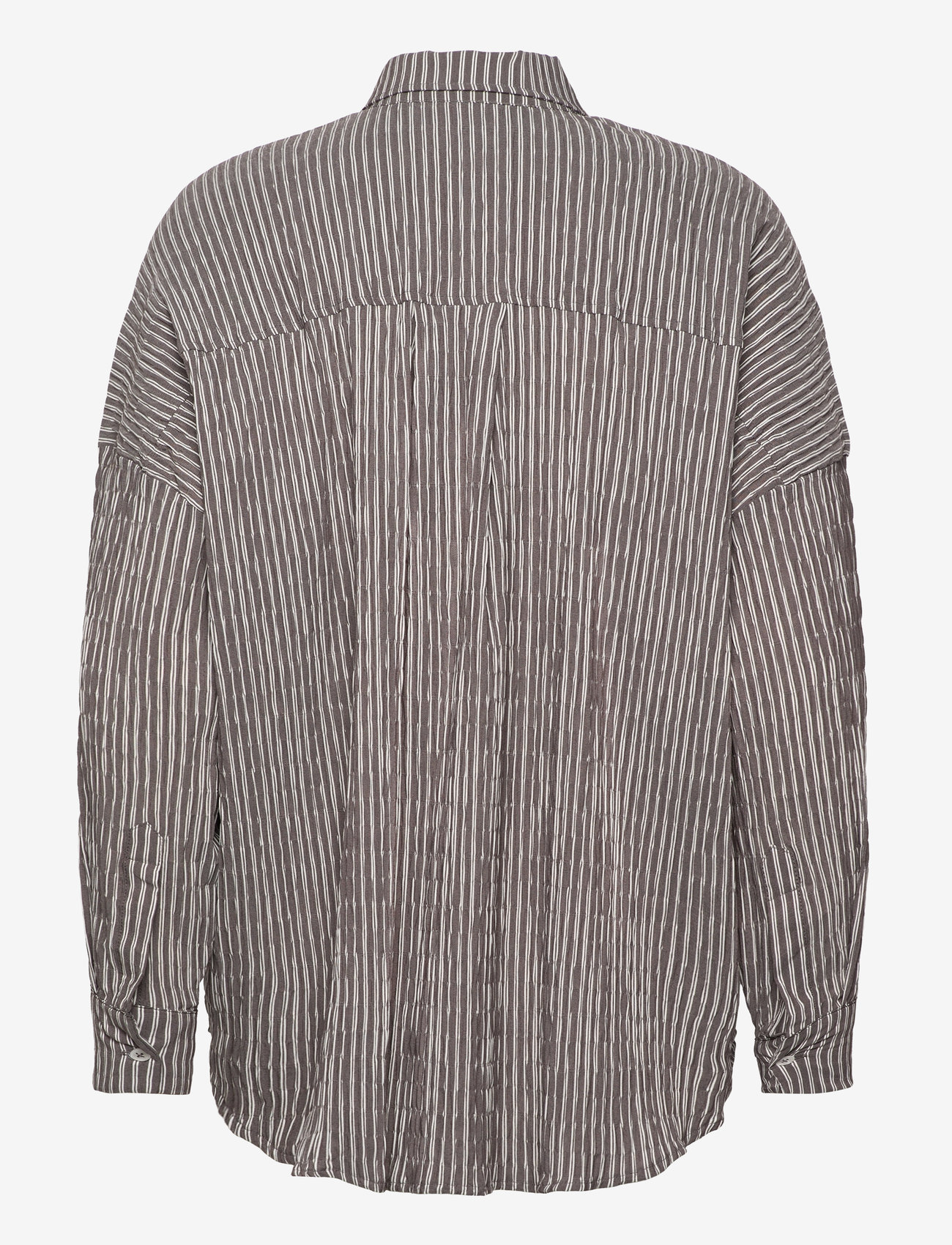 Mads Nørgaard - Crinckle Pop Nelly Shirt - langärmlige hemden - black coffee/cloud dancer - 1