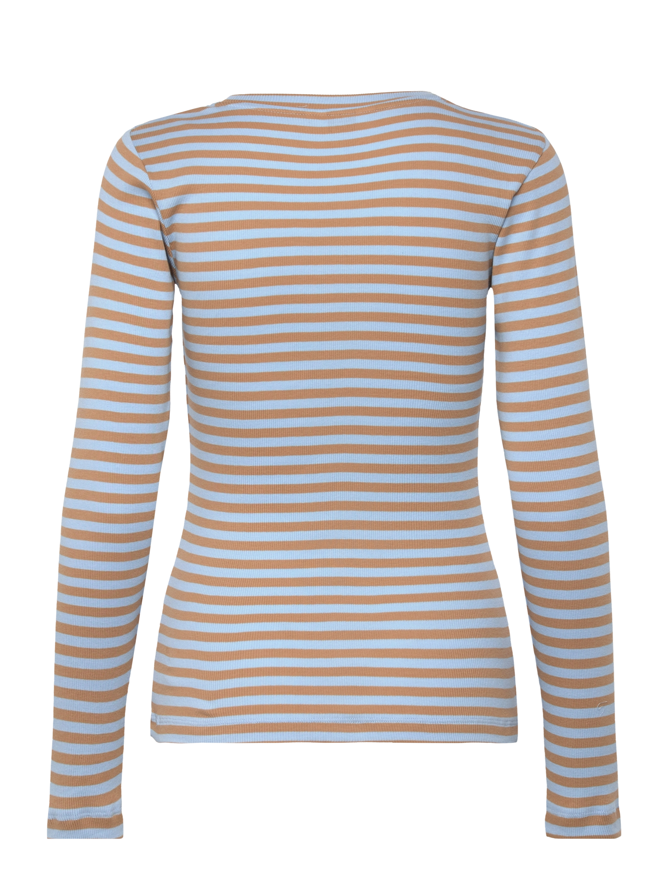 Mads Nørgaard - 2x2 Cotton Stripe Tuba Tee LS - 2x2 stripe/powder blue - 1