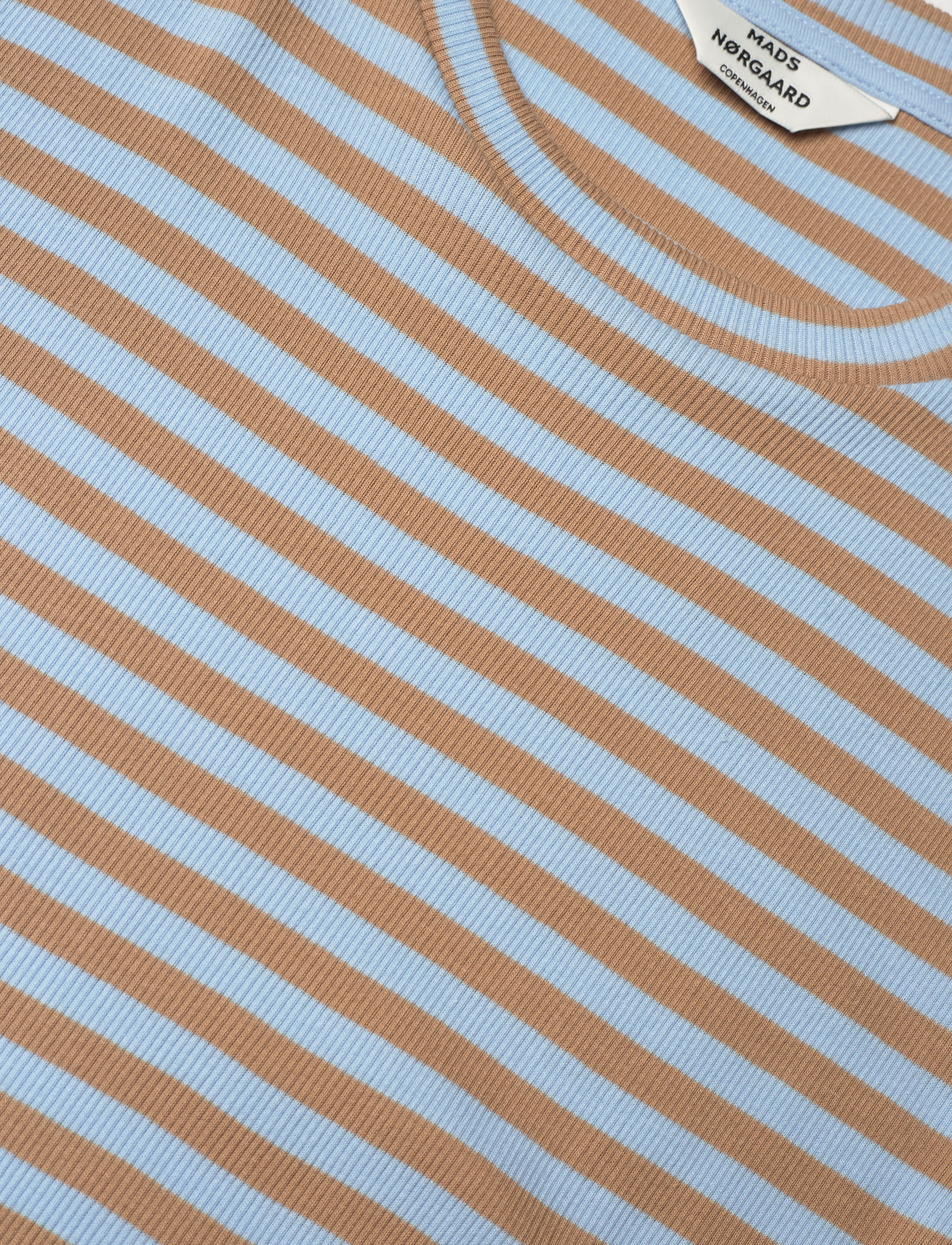 Mads Nørgaard - 2x2 Cotton Stripe Tuba Tee LS - 2x2 stripe/powder blue - 2