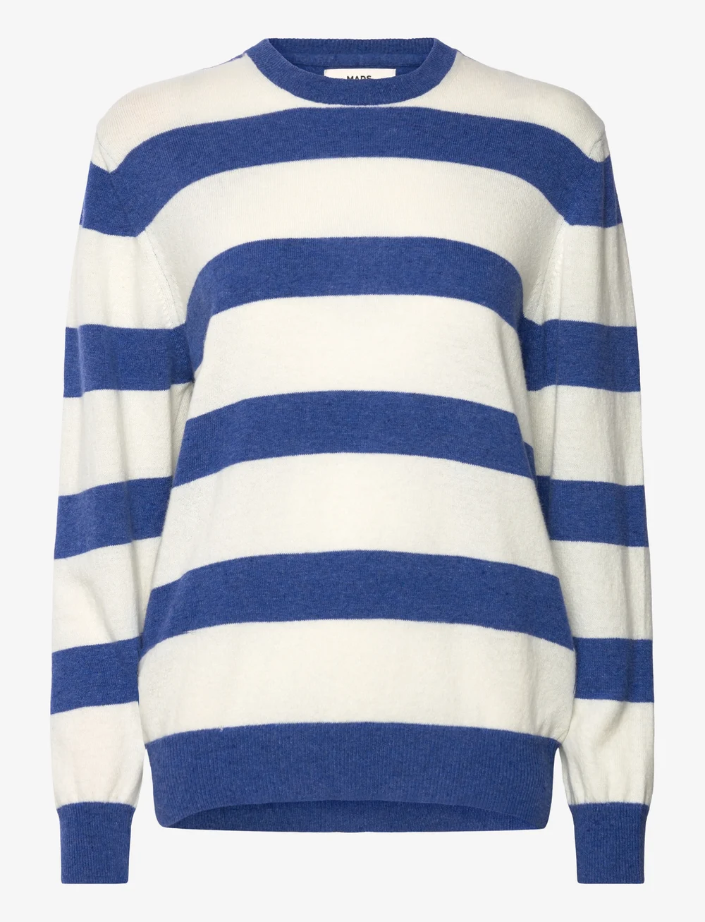 Mads Nørgaard - Eco Wool Stripe Kasey Sweater - striktrøjer - amparo blue/winter white - 0