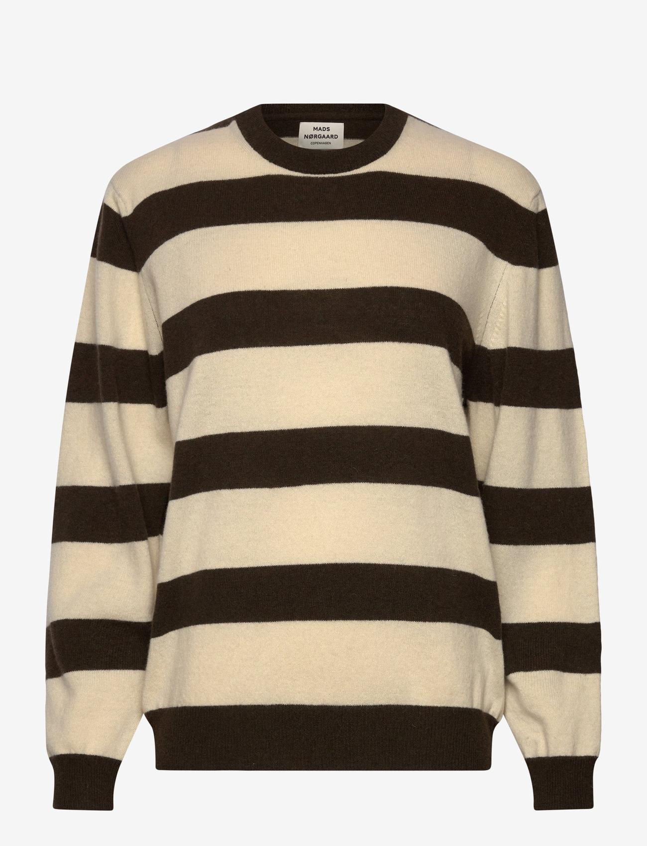 Mads Nørgaard - Eco Wool Stripe Kasey Sweater - pullover - turkish coffee/winter white - 0
