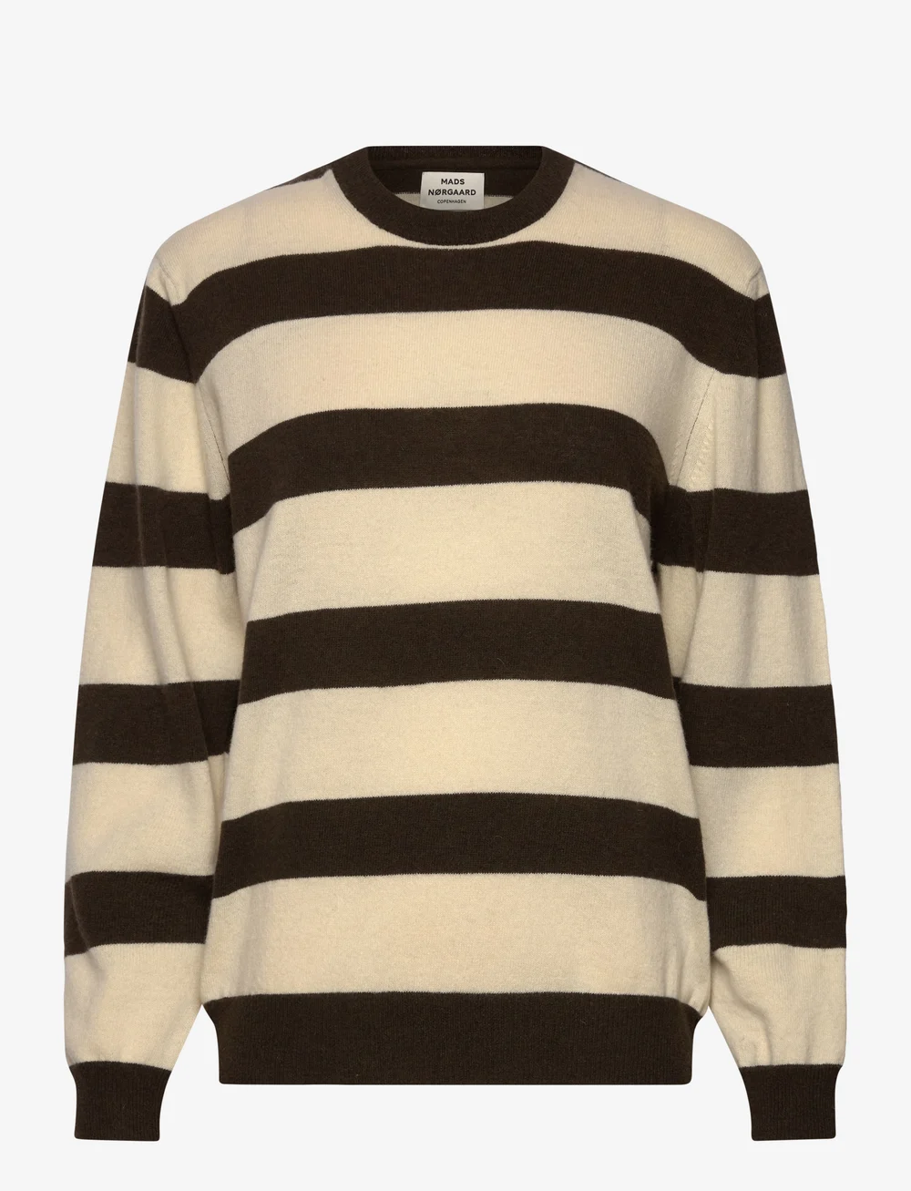 Mads Nørgaard - Eco Wool Stripe Kasey Sweater - jumpers - turkish coffee/winter white - 0