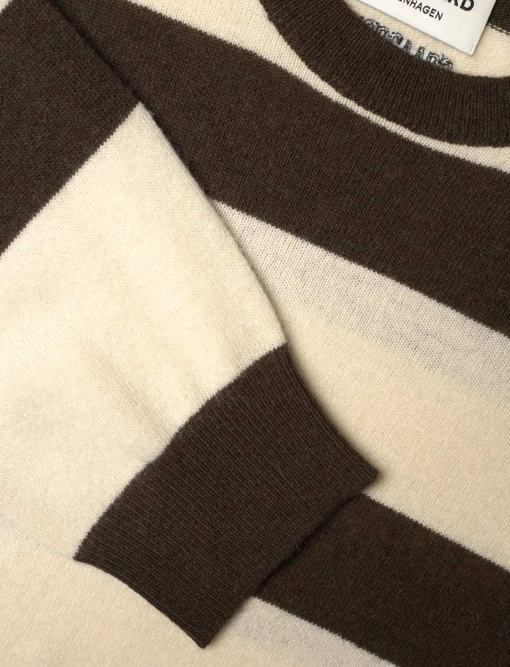 Mads Nørgaard - Eco Wool Stripe Kasey Sweater - jumpers - turkish coffee/winter white - 2