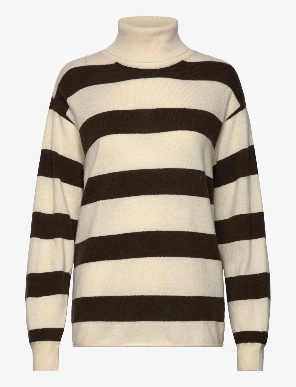 Mads Nørgaard - Eco Wool Stripe Kally Sweater - rollkragenpullover - turkish coffee/winter white - 0