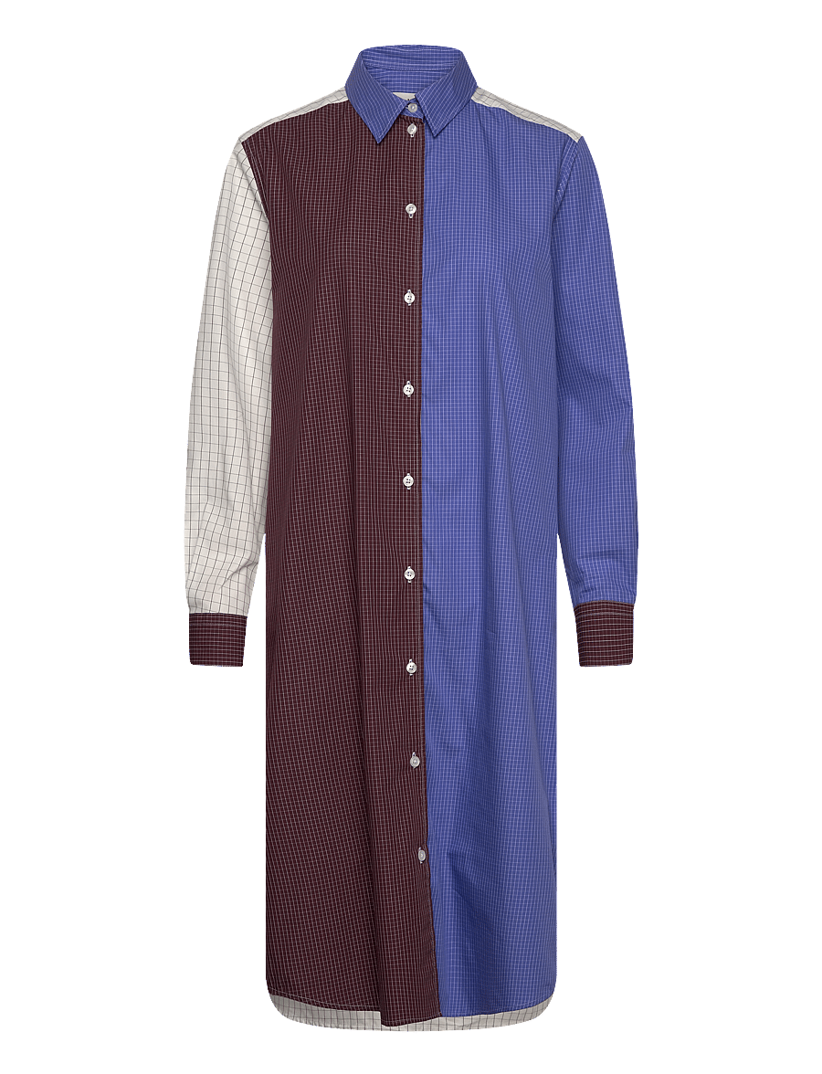 Mads Nørgaard - Grid Crissy Dress - yd grid/amparo blue - 0