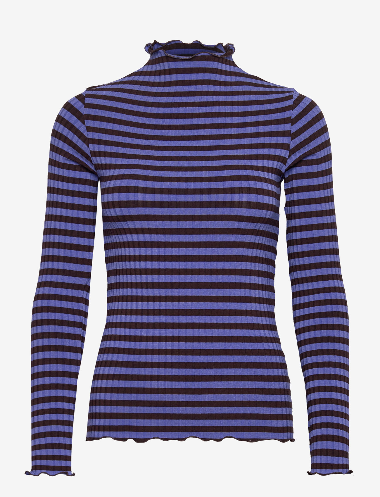 Mads Nørgaard - 5x5 Stripe Trutte Tee LS - amparo blue/black coffee - 0