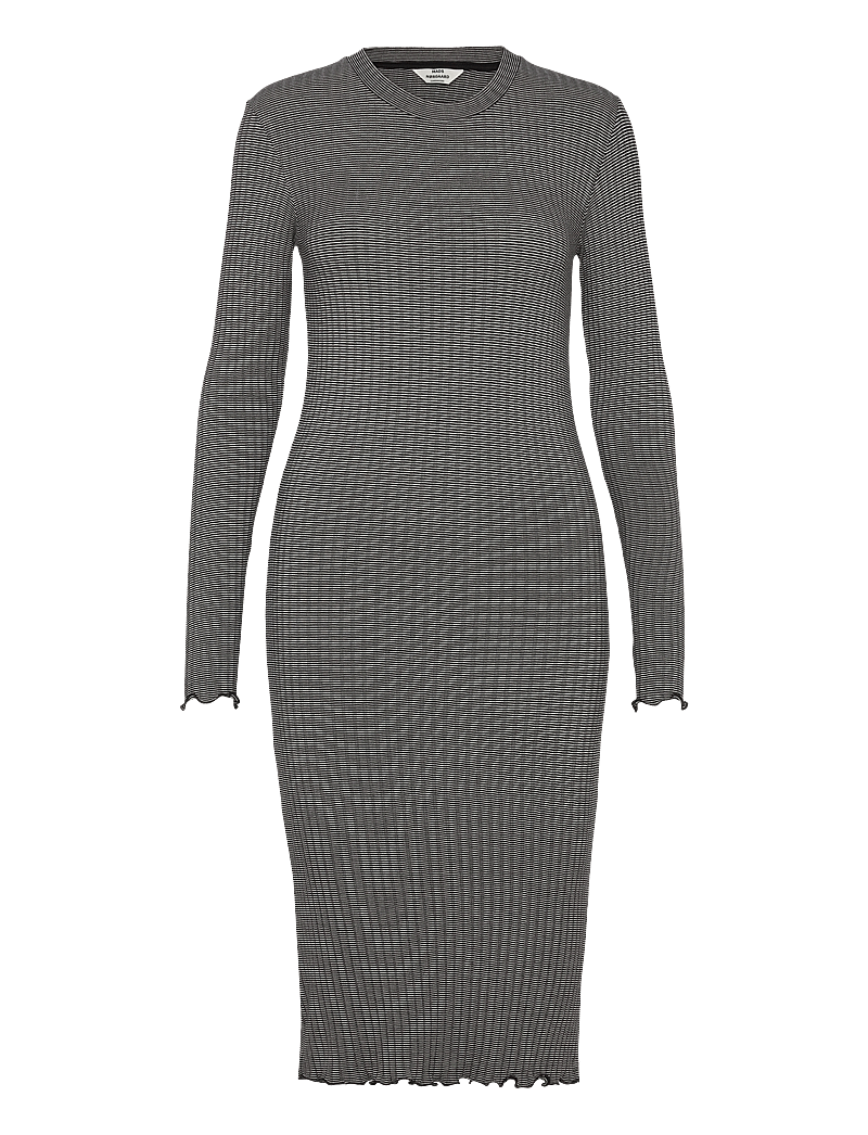 Mads Nørgaard - 5x5 Stripe Boa Dress - etuikleider - black/vanilla ice - 0