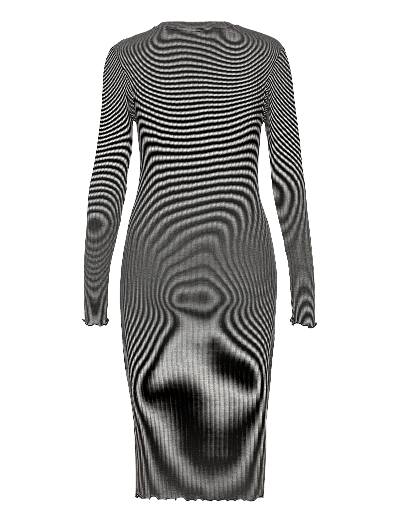 Mads Nørgaard - 5x5 Stripe Boa Dress - etuikleider - black/vanilla ice - 1