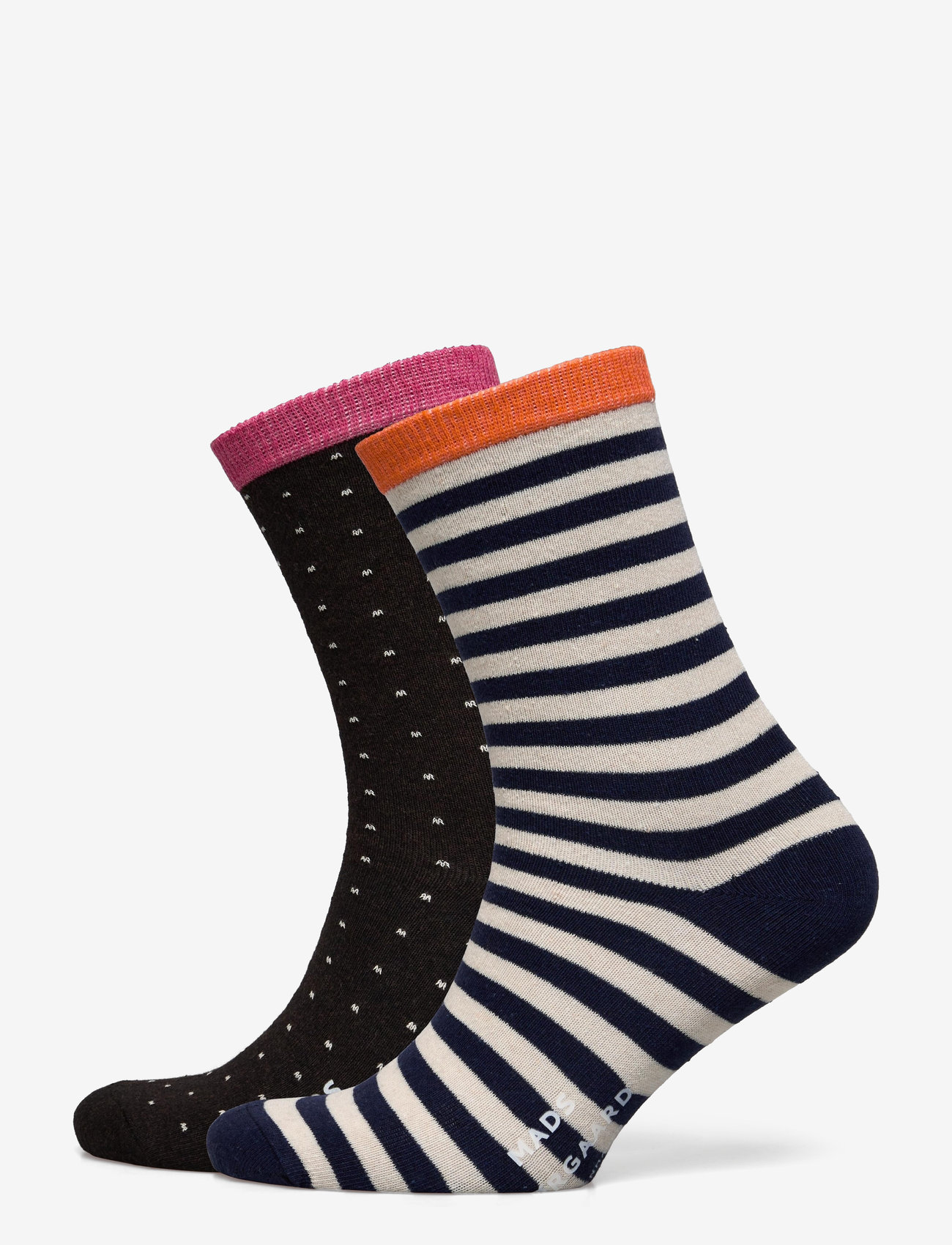 Mads Nørgaard - Sock Pair Ana Mix - blue stripe/black coffee dot - 0
