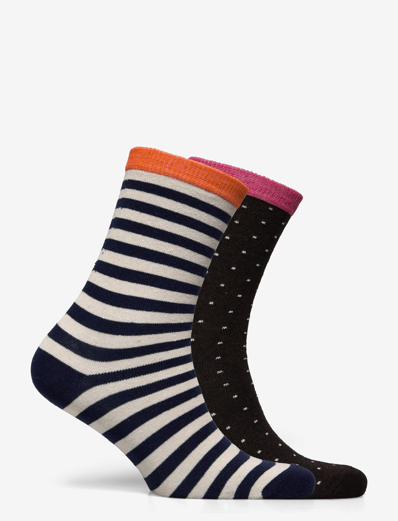Mads Nørgaard - Sock Pair Ana Mix - blue stripe/black coffee dot - 1