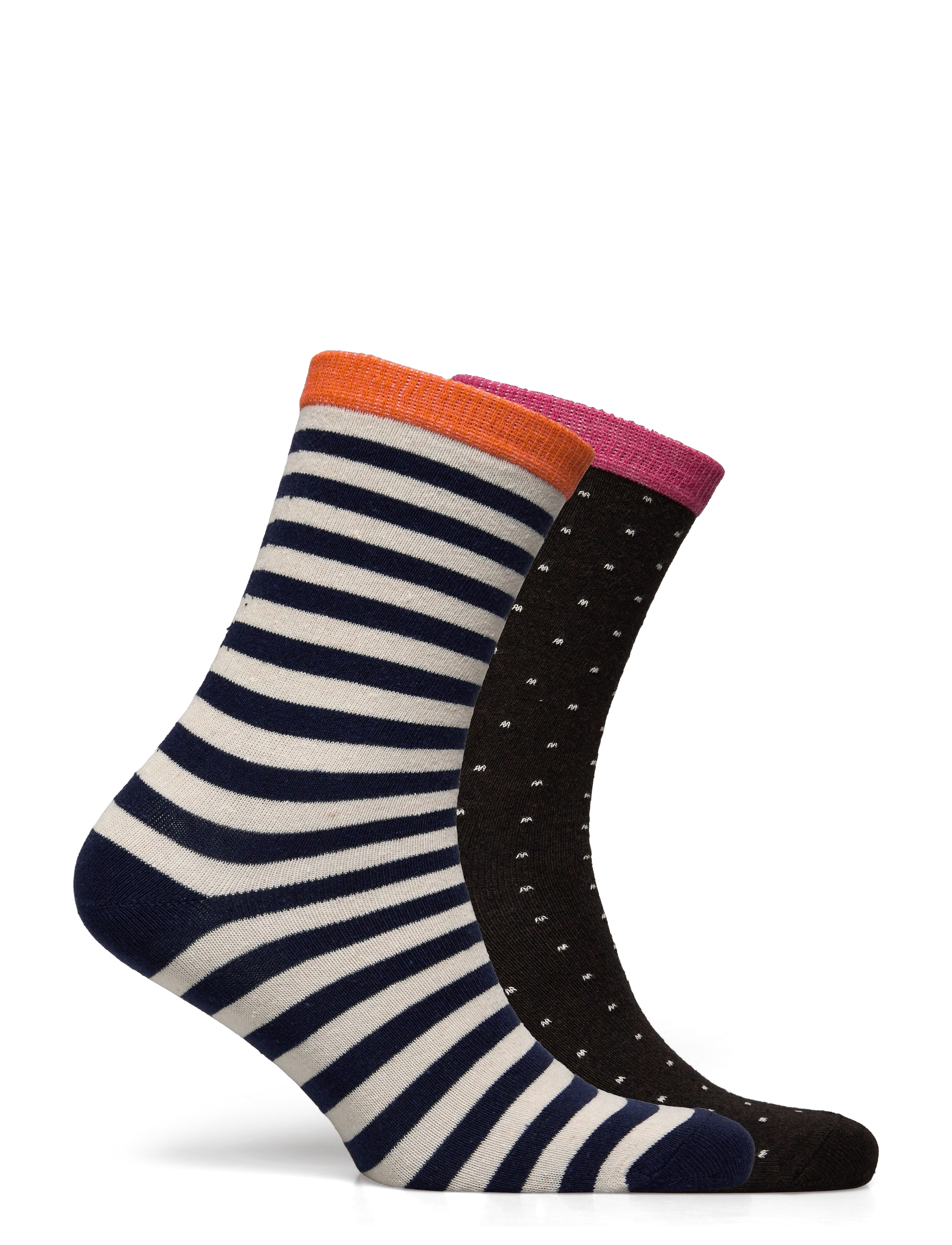 Mads Nørgaard - Sock Pair Ana Mix - blue stripe/black coffee dot - 1