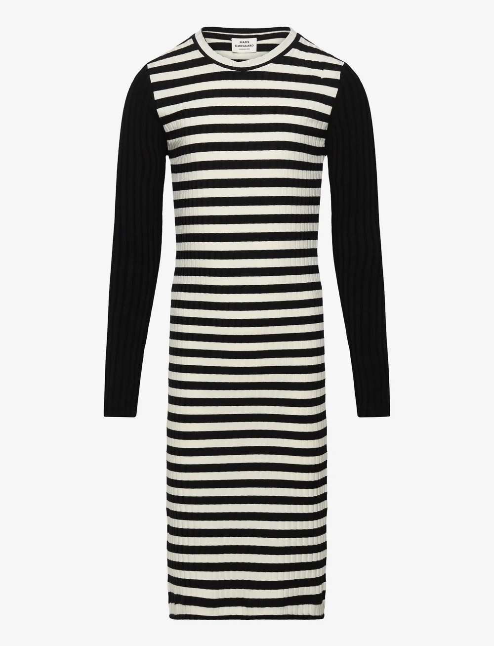 Mads Nørgaard - 5x5 Classic Dubina B Dress - langärmelige freizeitkleider - black/vanilla ice - 0