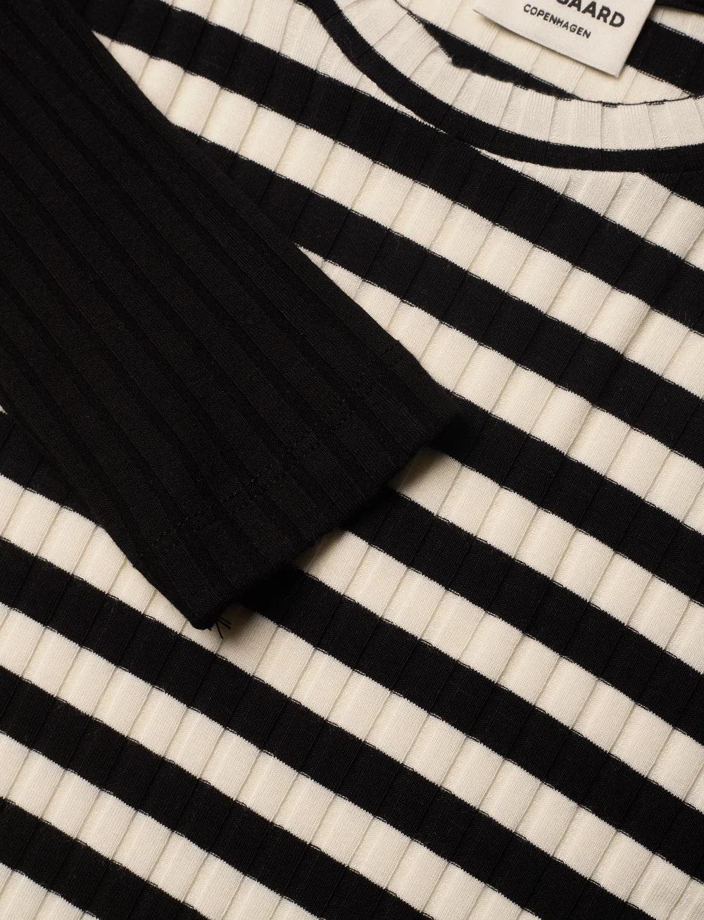 Mads Nørgaard - 5x5 Classic Dubina B Dress - langärmelige freizeitkleider - black/vanilla ice - 2