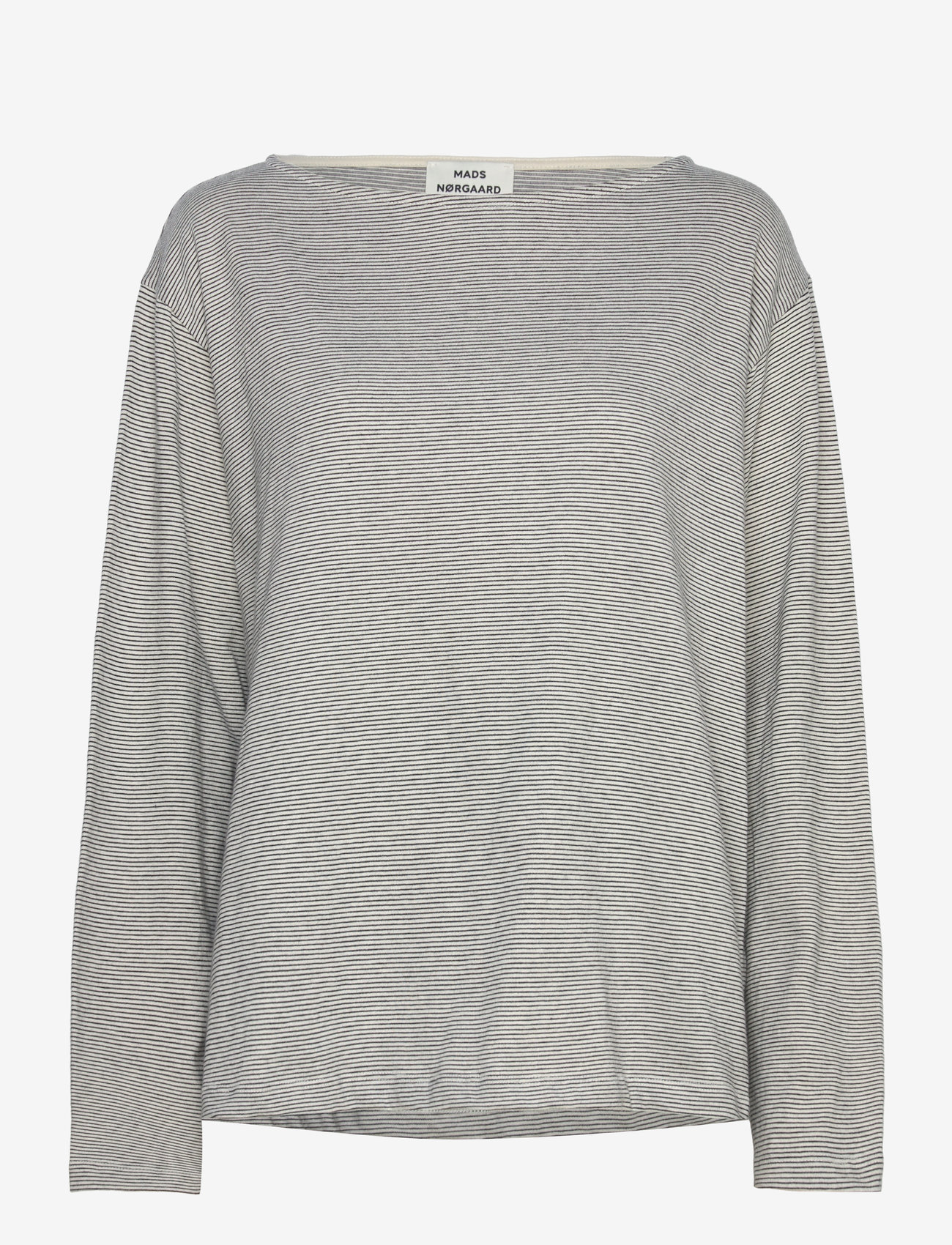 Mads Nørgaard - Crisp Jersey Silke Tee LS - black/snowwhite - 0