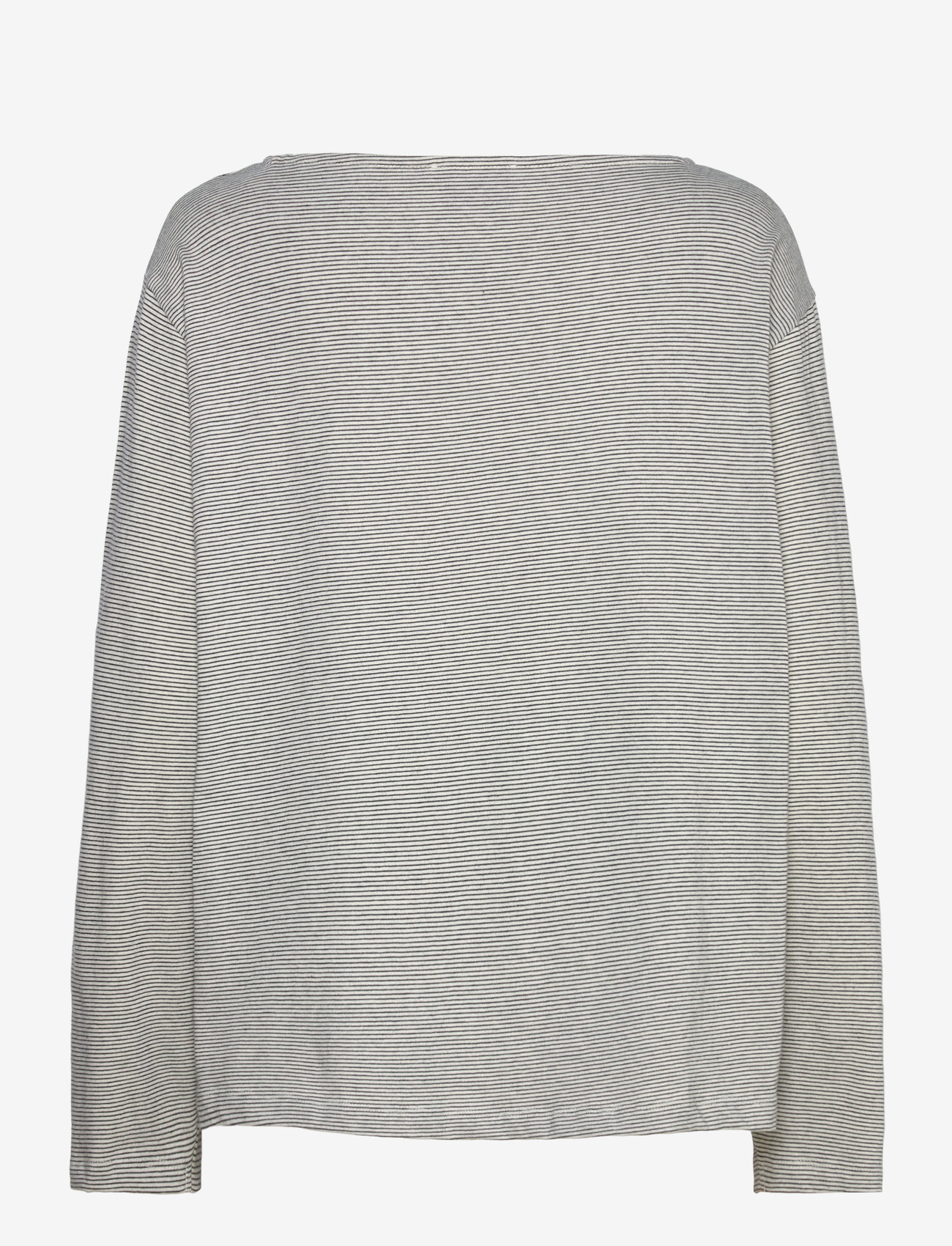 Mads Nørgaard - Crisp Jersey Silke Tee LS - black/snowwhite - 1