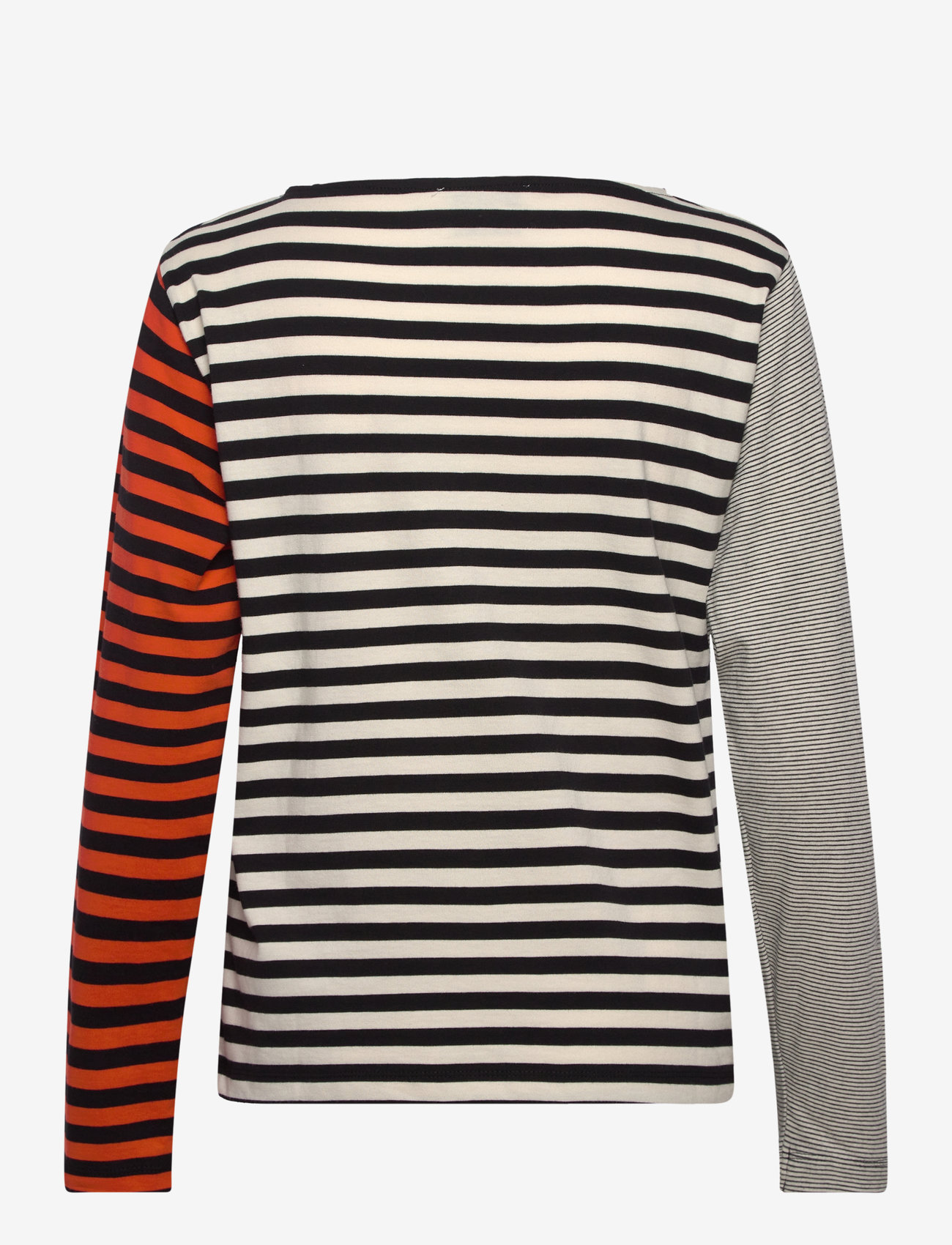 Mads Nørgaard - Crisp Jersey Silke Block Tee LS - black/snowwhite - 1
