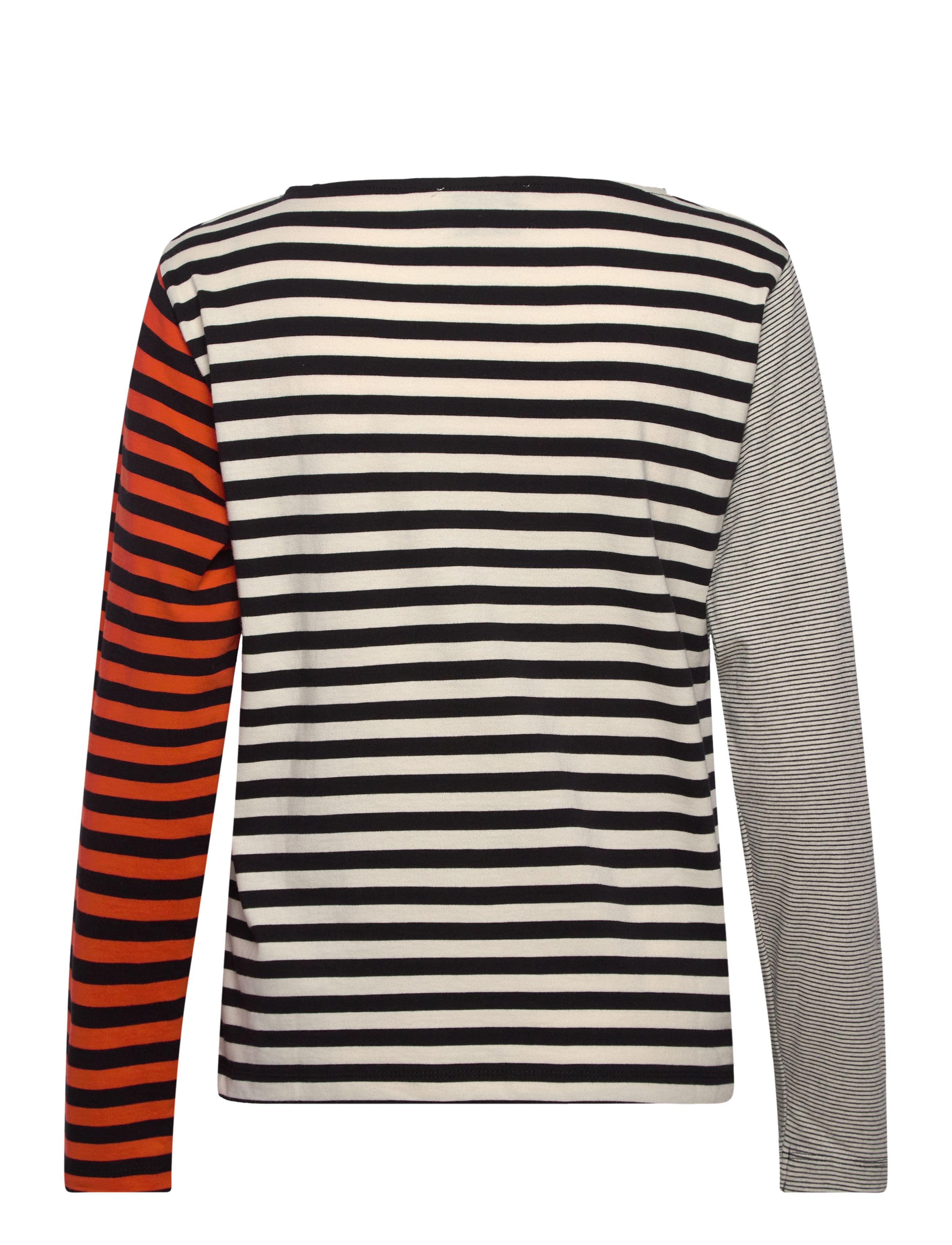 Mads Nørgaard - Crisp Jersey Silke Block Tee LS - black/snowwhite - 1