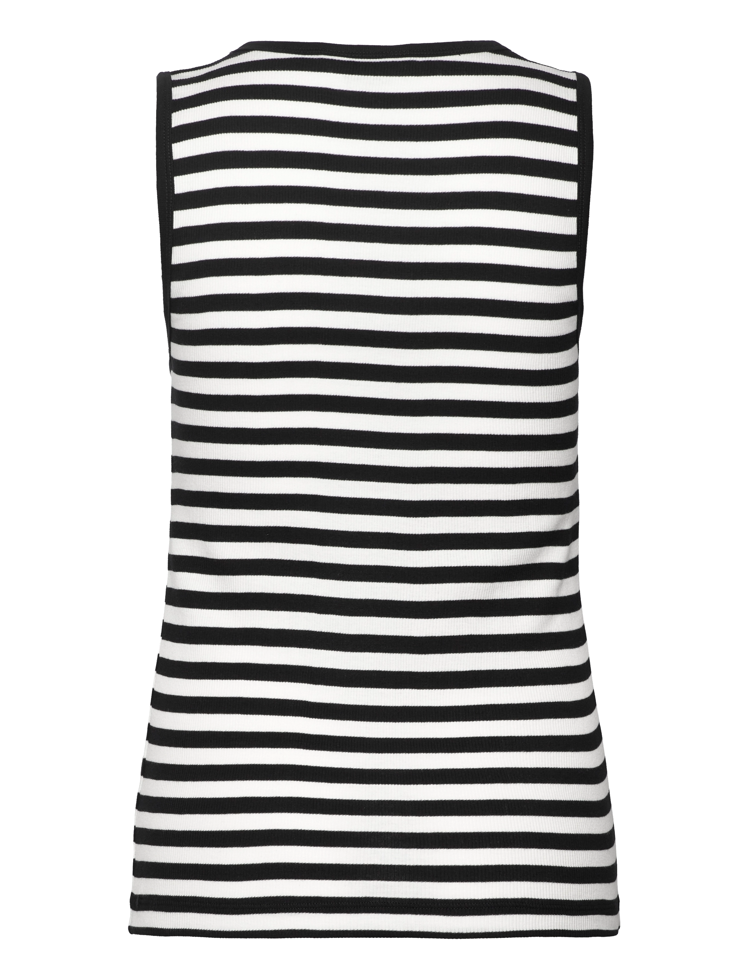 Mads Nørgaard - 2x2 Cotton Stripe Amour Tank Top - black / white alyssum - 1