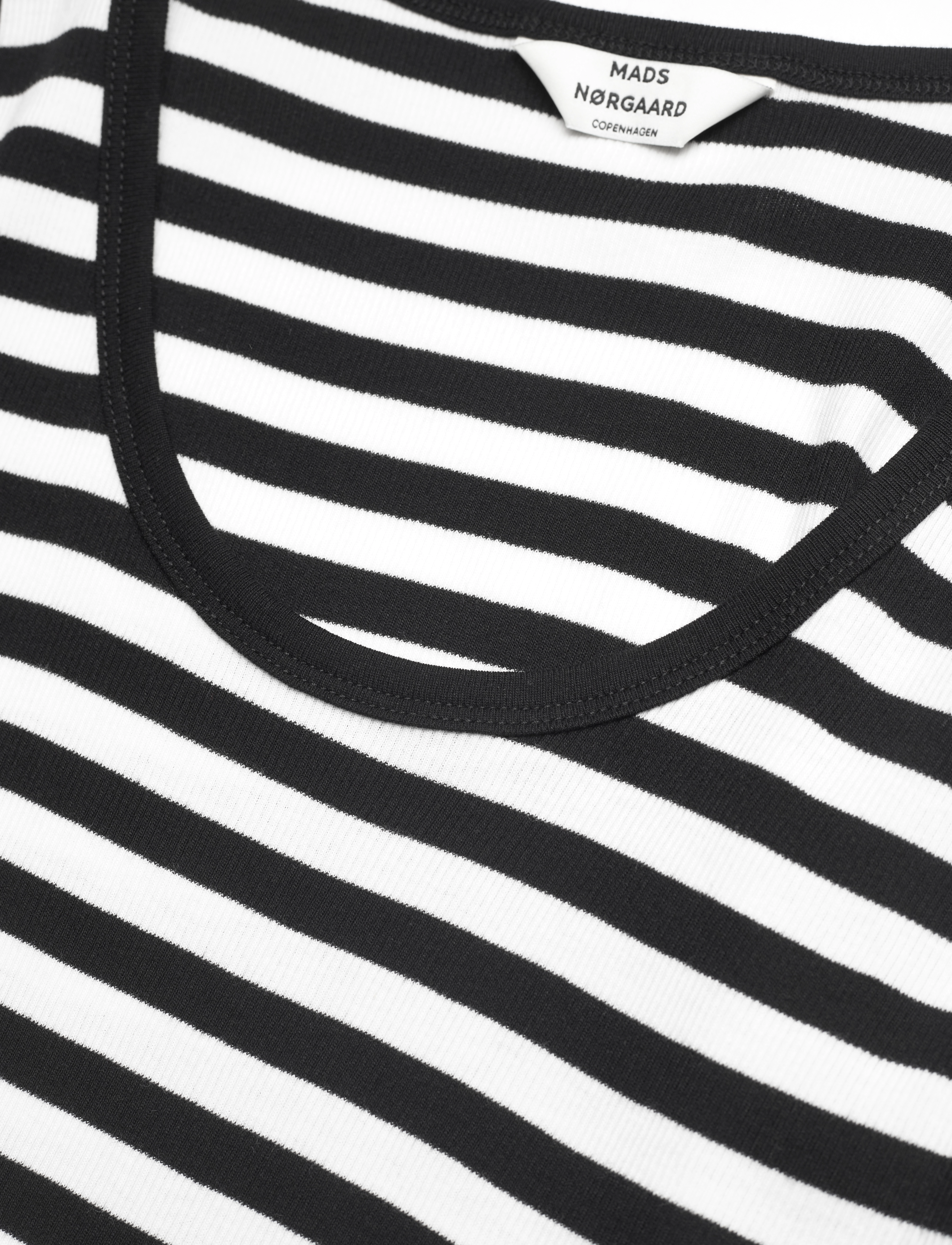 Mads Nørgaard - 2x2 Cotton Stripe Amour Tank Top - black / white alyssum - 2