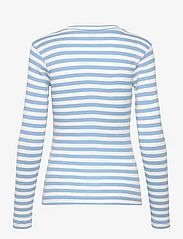 Mads Nørgaard - 2x2 Cotton Stripe Tuba Tee LS - long-sleeved tops - alaskan blue/white alyssum - 1