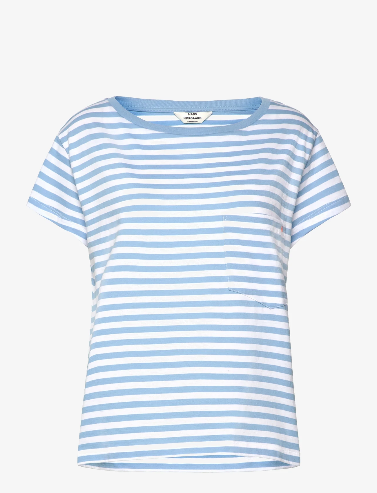 Mads Nørgaard - Organic Jersey Stripe Torva Tee - t-shirts - alaskan blue/brilliant white - 0