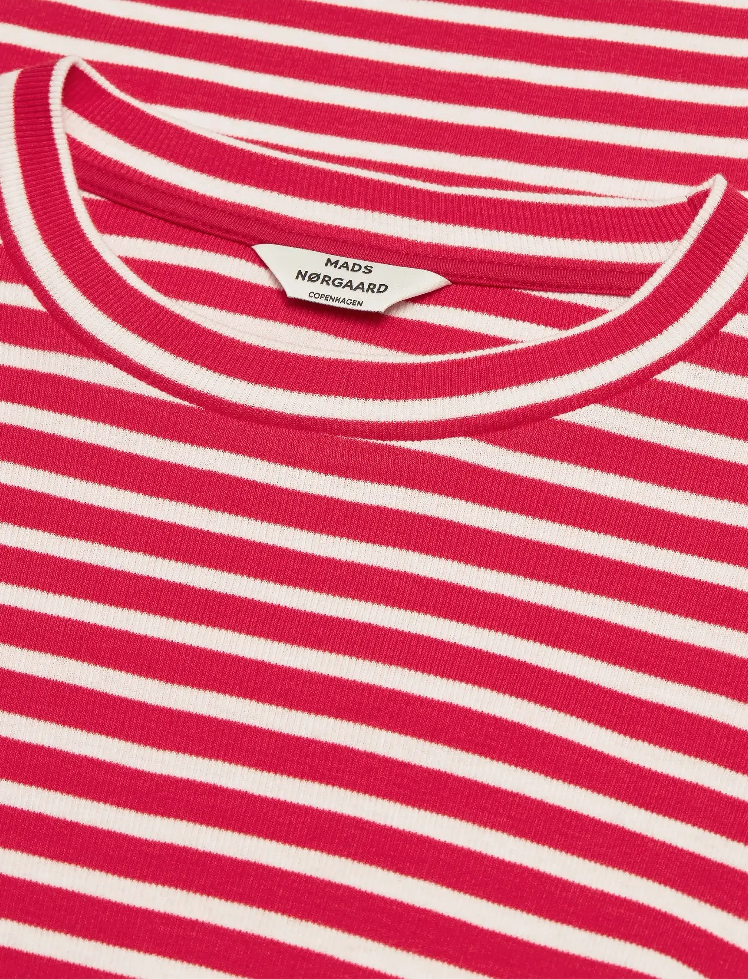 Mads Nørgaard - 2x2 Cotton Stripe Duba Dress - midikleider - high risk red/white alyssum - 1