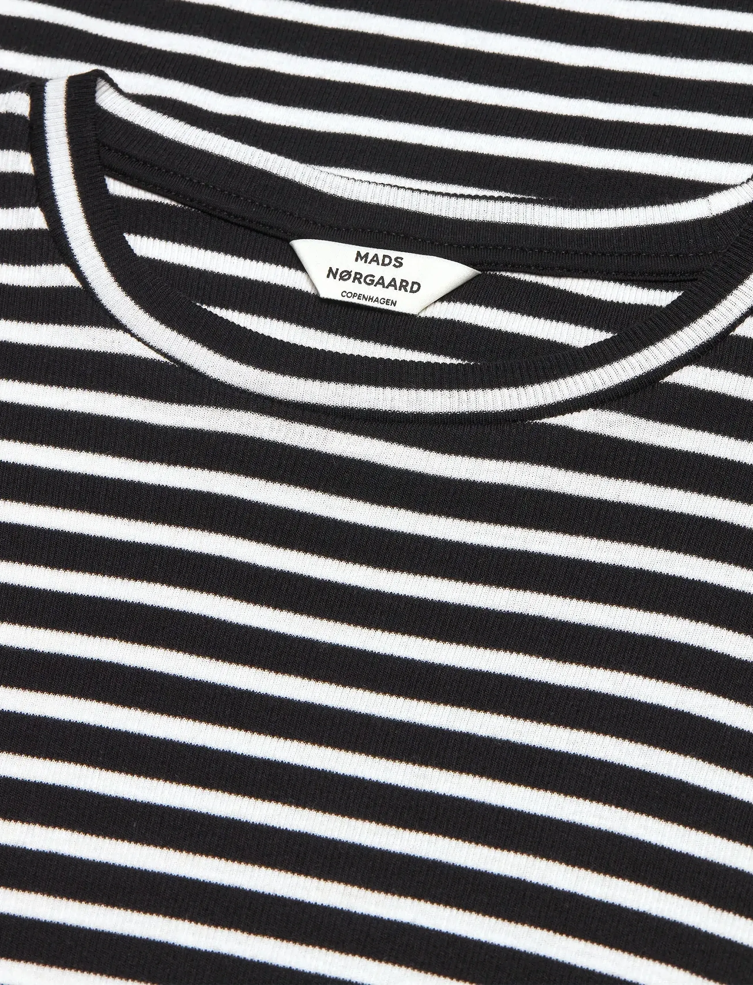 Mads Nørgaard - 2x2 Cotton Stripe Duba Dress - midi dresses - black/white alyssum - 1