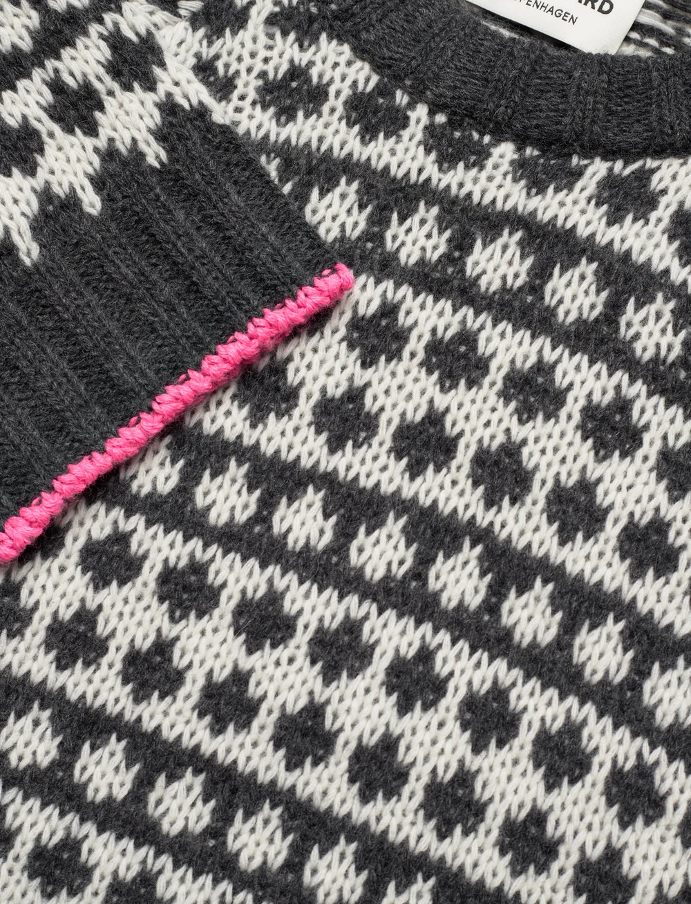 Mads Nørgaard - Yota Kilian Iceland Sweater - striktrøjer - dark grey melange/winter white - 1