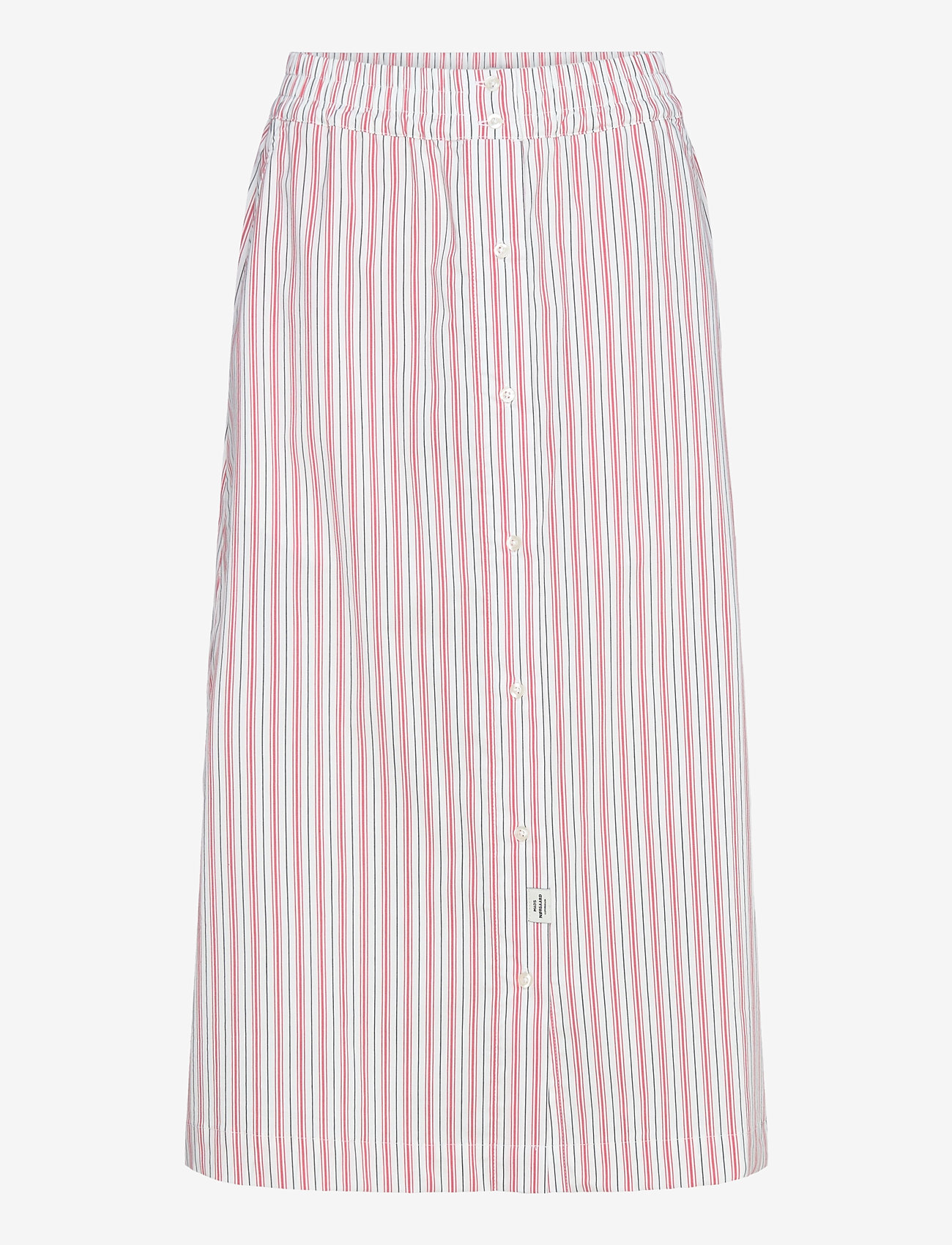 Mads Nørgaard - Poplinda Sindri Skirt - midi nederdele - pinstripe/fiery red - 0