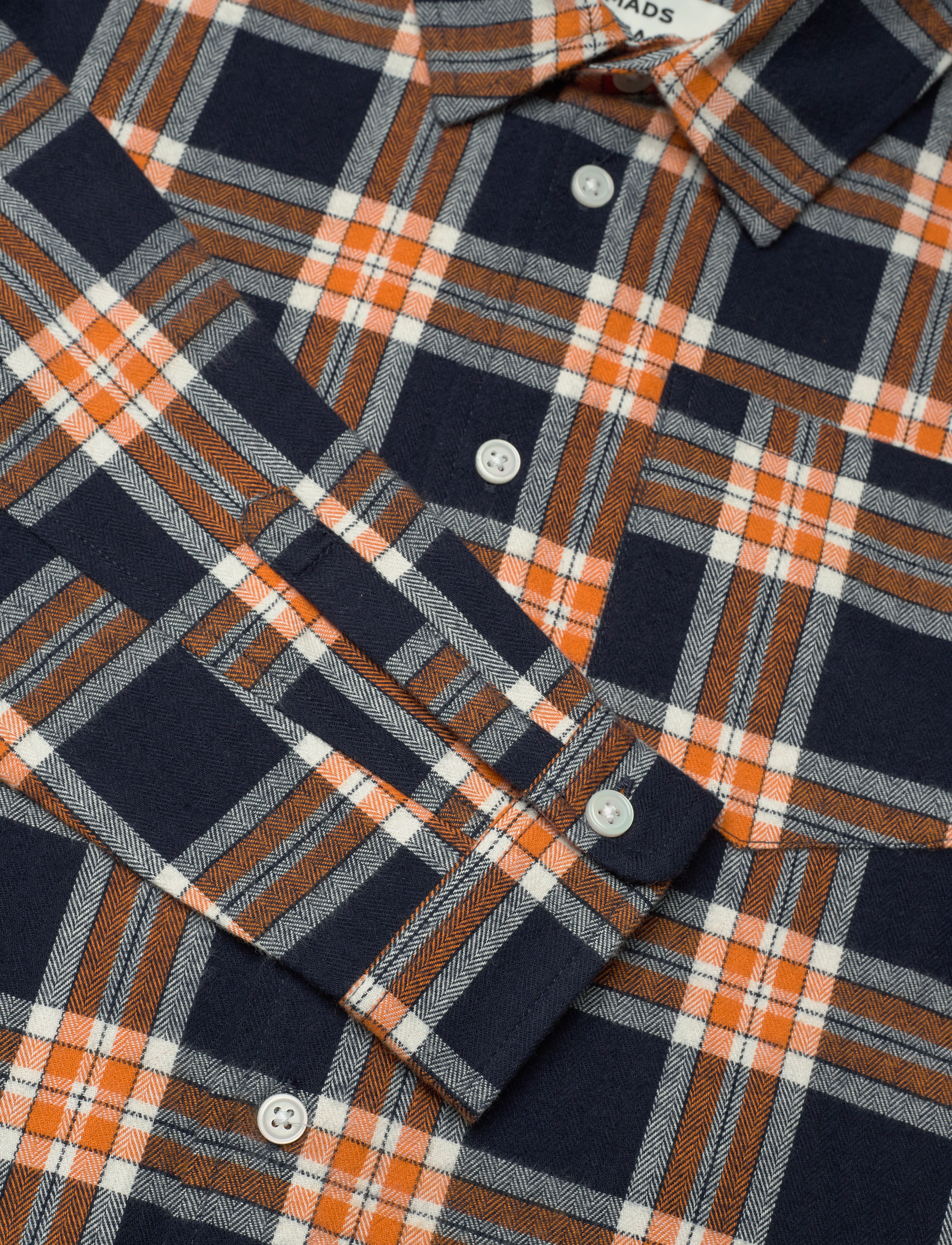 Mads Nørgaard - Check Flannel Svano Shirt - parisian night/orange clown fi - 2