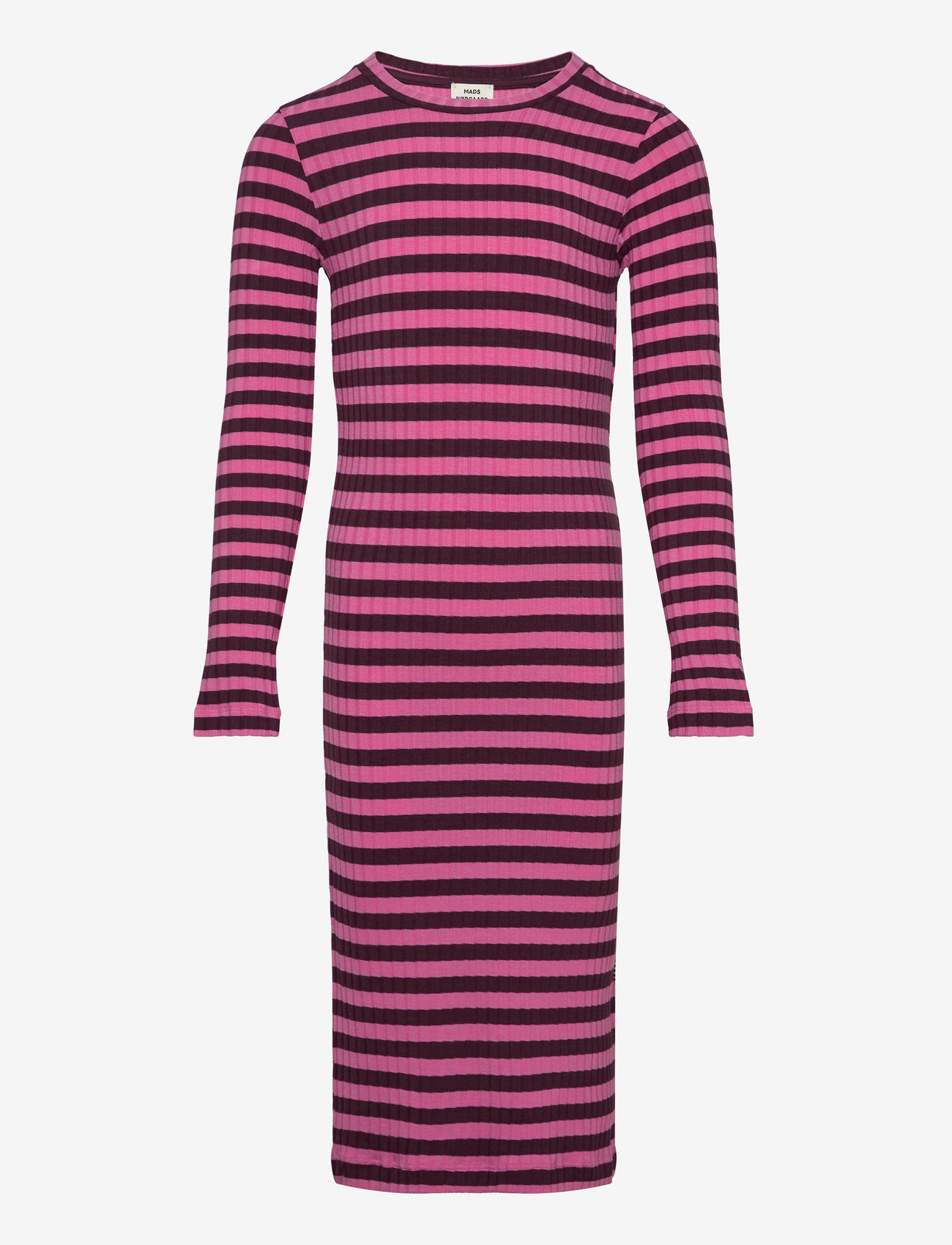 Mads Nørgaard - 5x5 Classic Stripe Dubina Dress - long-sleeved casual dresses - plum perfect/carmine rose - 0