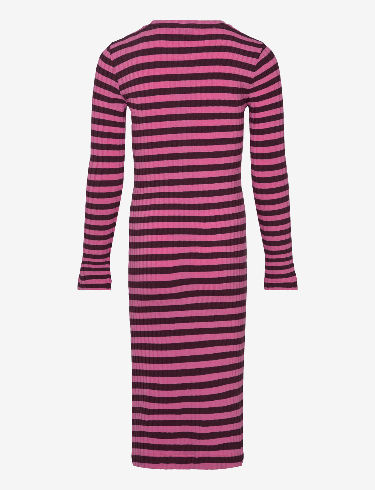 Mads Nørgaard - 5x5 Classic Stripe Dubina Dress - long-sleeved casual dresses - plum perfect/carmine rose - 1