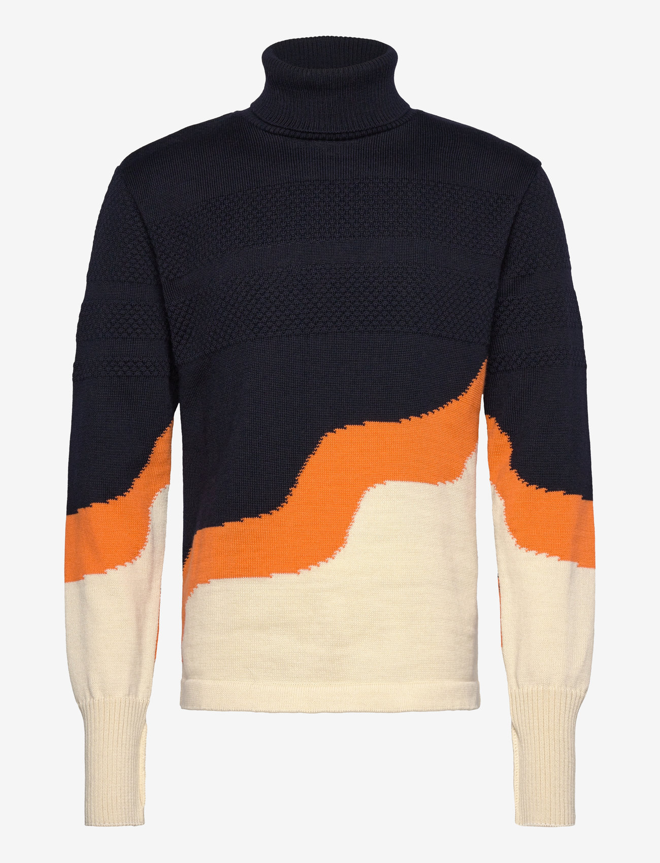 Mads Nørgaard - Wool Klemens 3 colour Knit - deep well/orange clown fish/va - 0