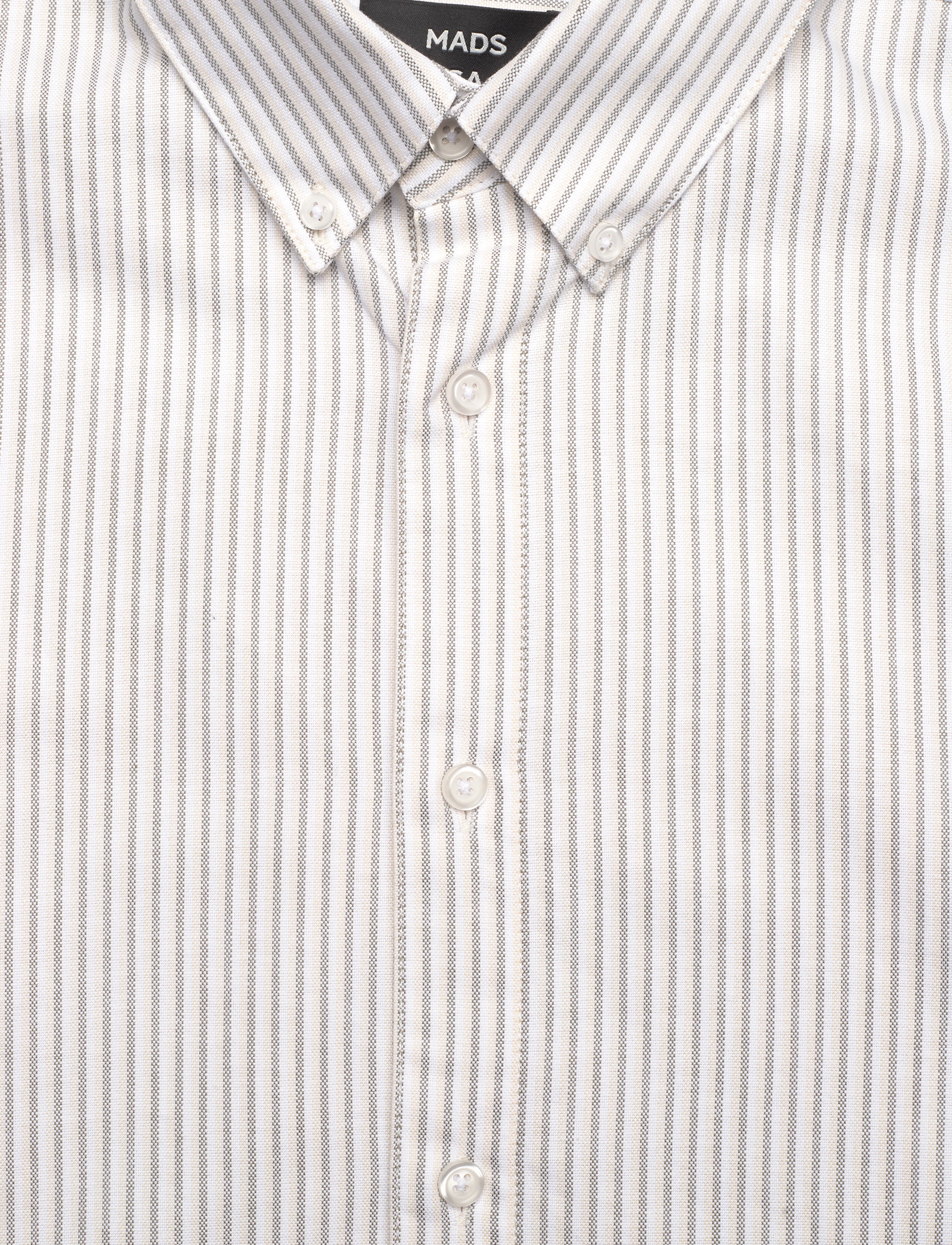 Mads Nørgaard - Cotton Oxford Sune Stripe Shirt BD - white/corn husk/kalamata - 2