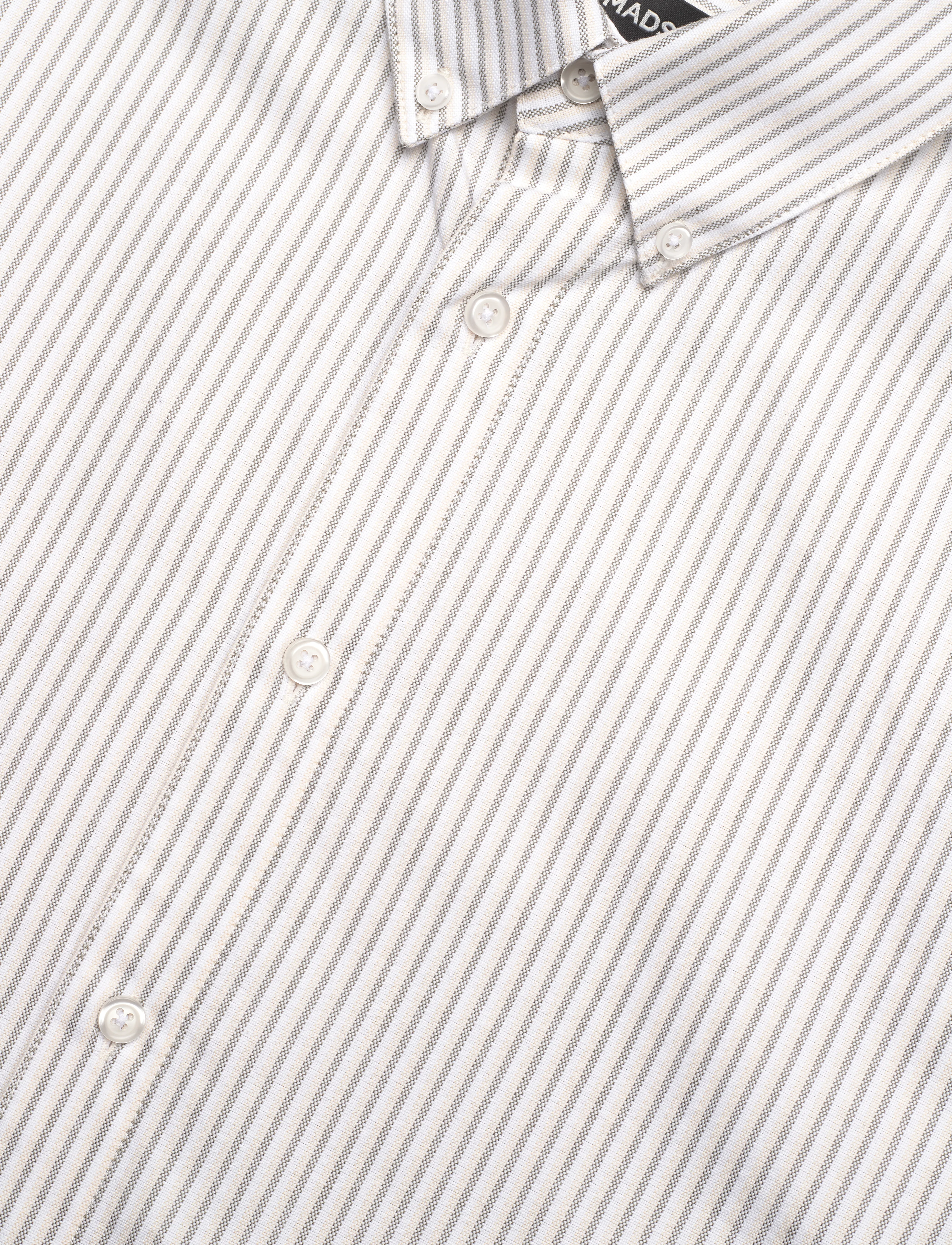 Mads Nørgaard - Cotton Oxford Sune Stripe Shirt BD - white/corn husk/kalamata - 3