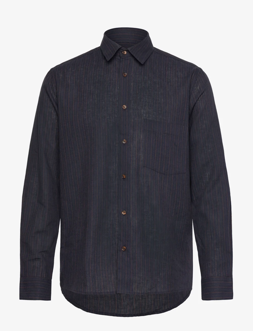 Mads Nørgaard - Cotton Linen Sune Stripe Shirt - leinenhemden - chicory coffee/parisian night - 0