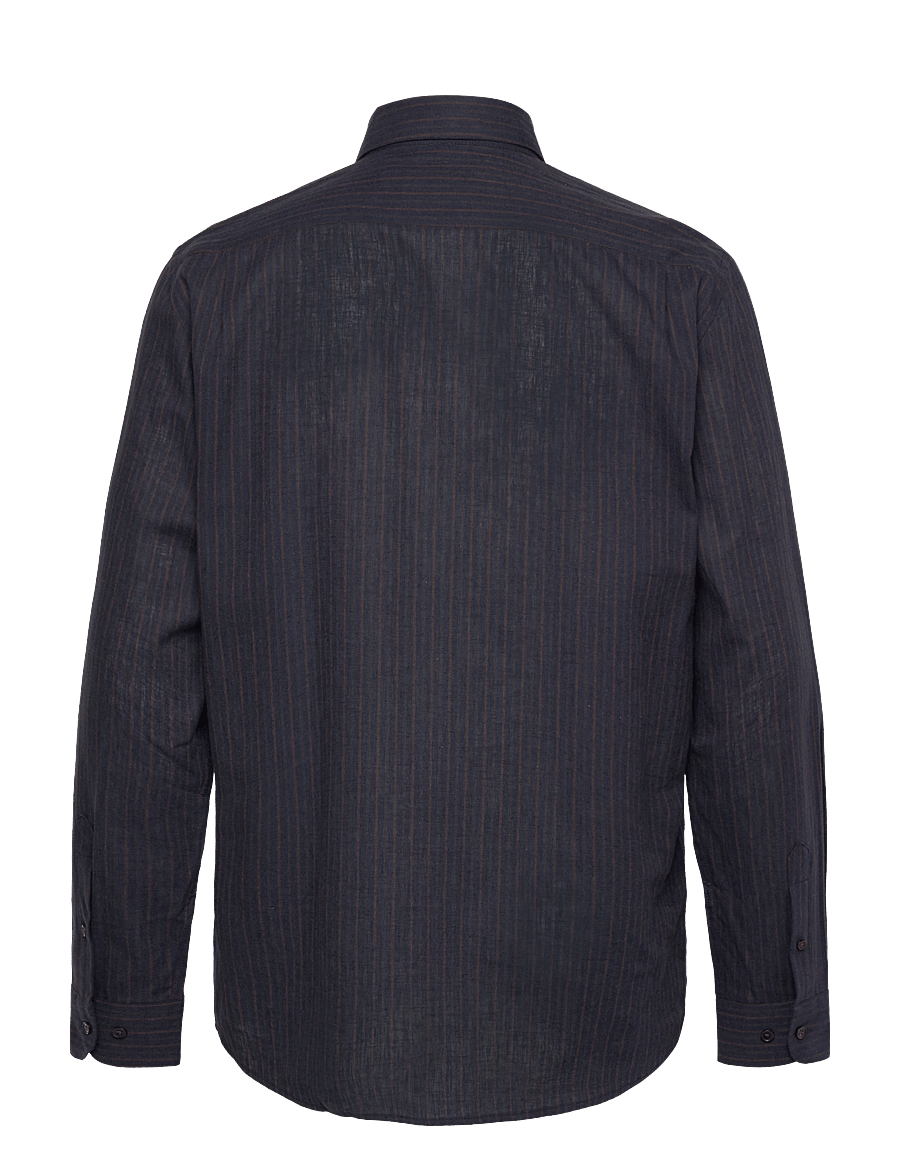 Mads Nørgaard - Cotton Linen Sune Stripe Shirt - linased särgid - chicory coffee/parisian night - 1